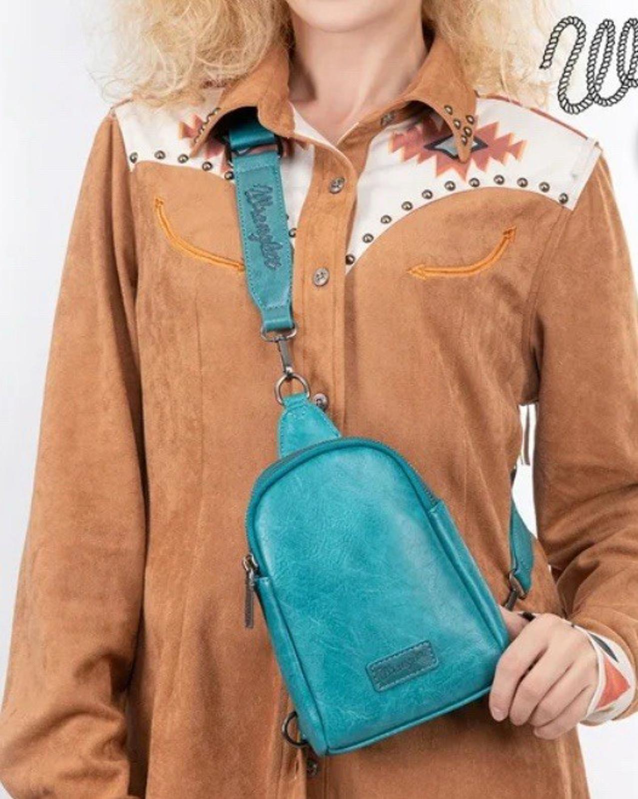 Wrangler Crossbody Sling Bag for Women Fanny Pack Purse Chest Bag Teal NWT
