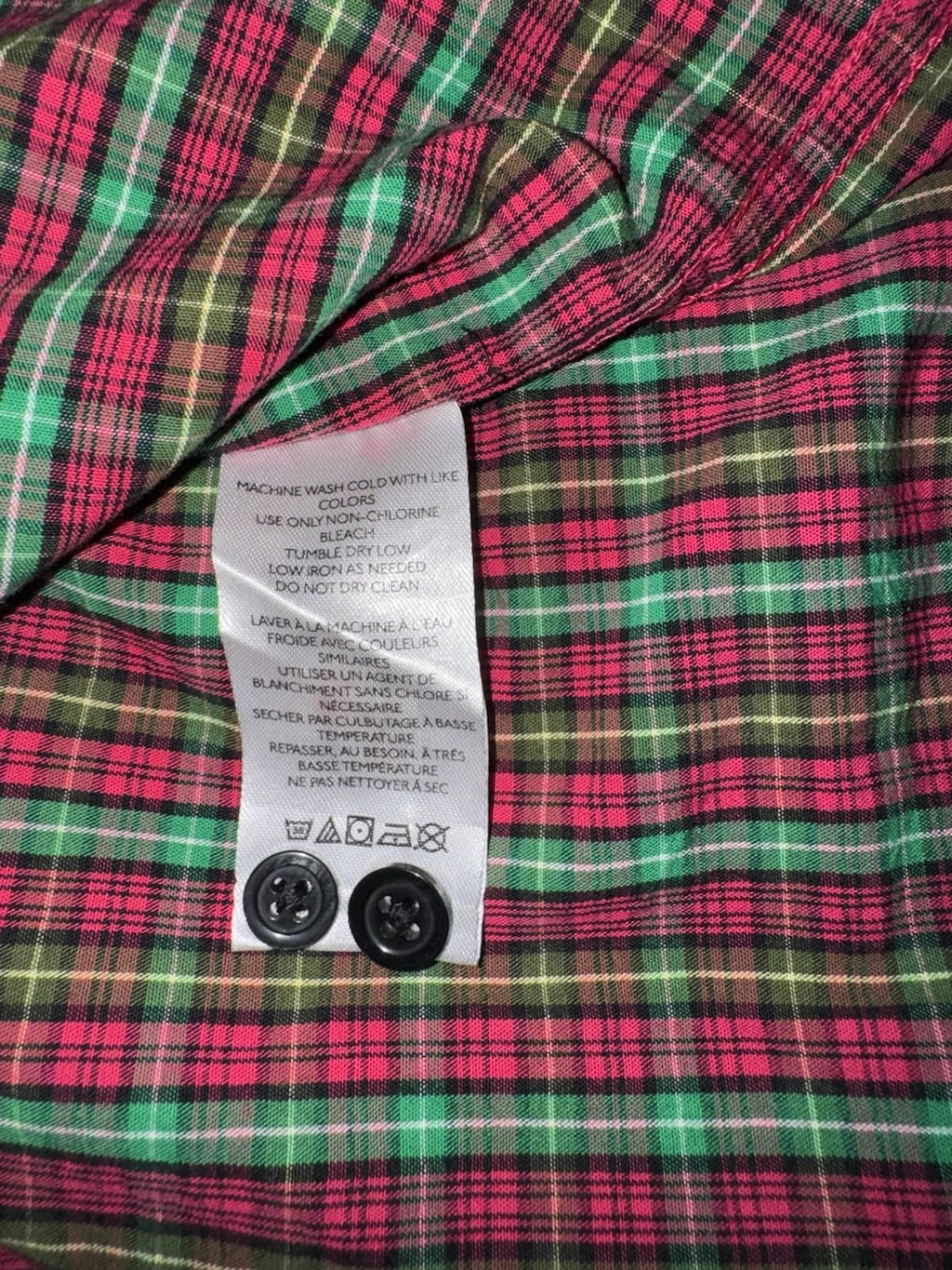 Men's Urban Outfitters Red & Green Plaid Long Sleeve Button Up Shirt Size Large