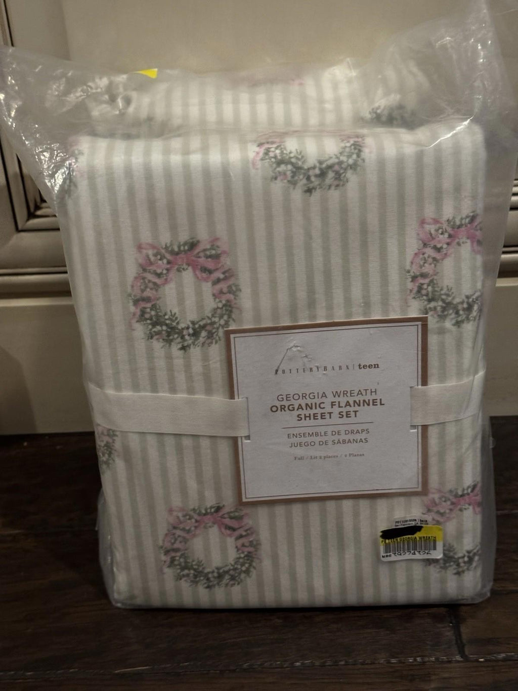 Pottery Barn Teen Georgia Wreath Organic Flannel Sheet Set. FULL NEW