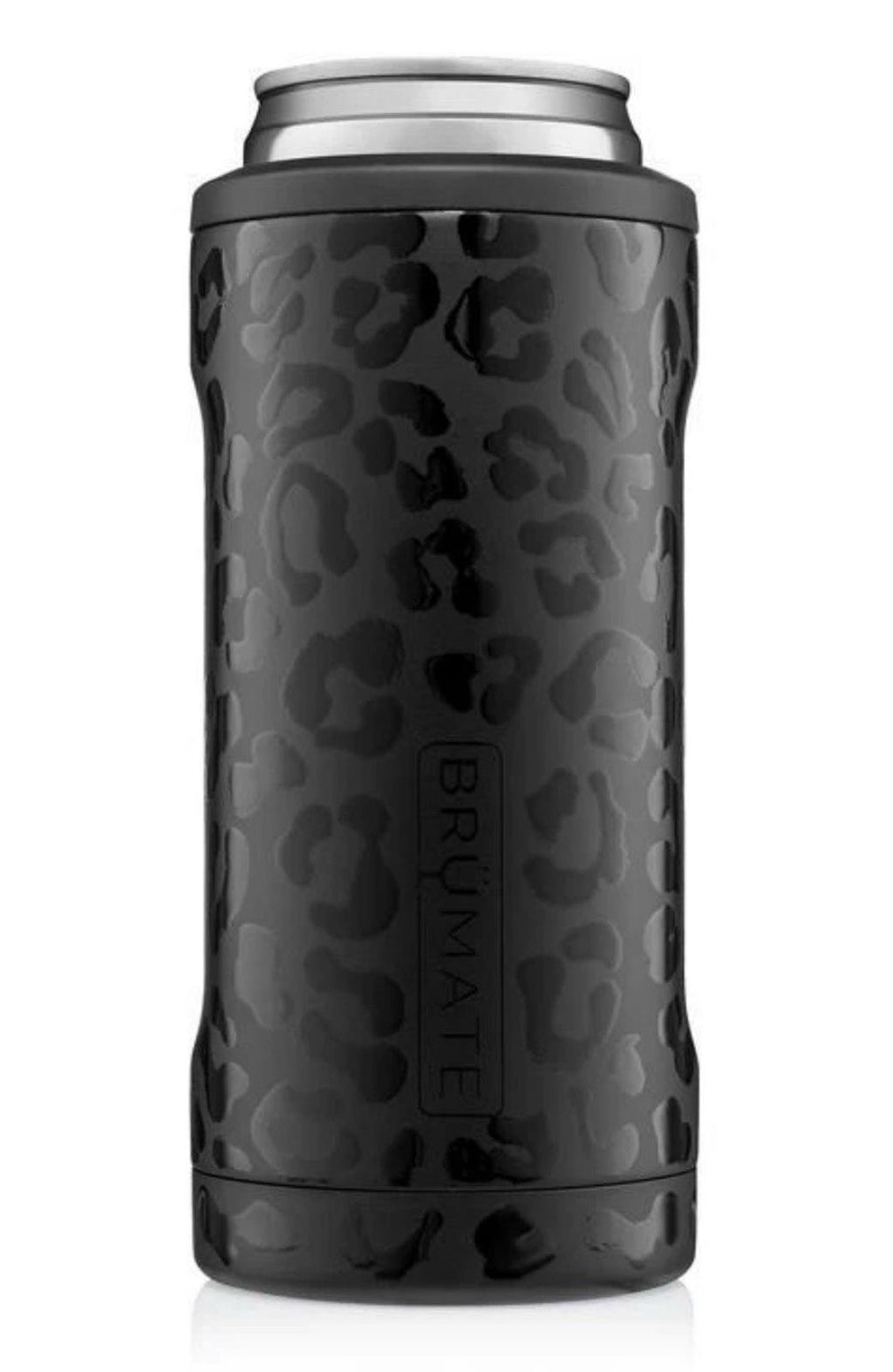 Brumate Hopsulator Slim Can Cooler Tumbler 12 oz Drink Holder Onyx Leopard Black