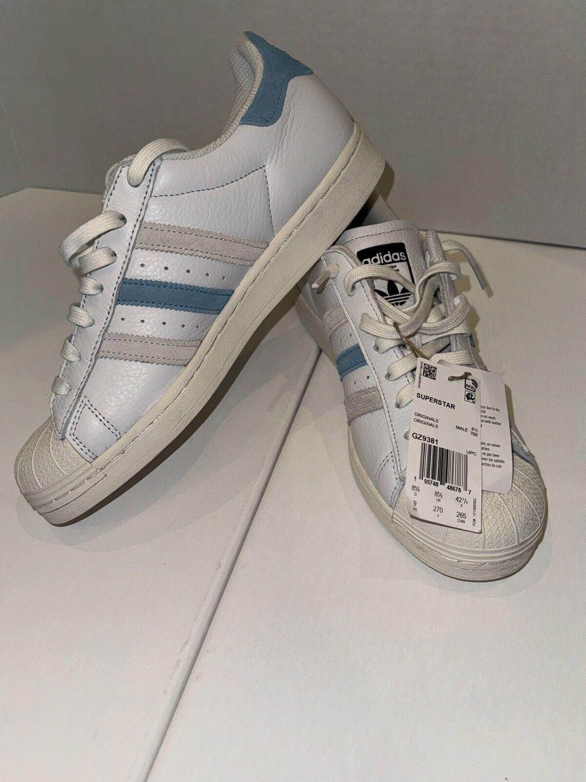 NWOB adidas Originals Superstar Low Cream/White/Blue sz 9
