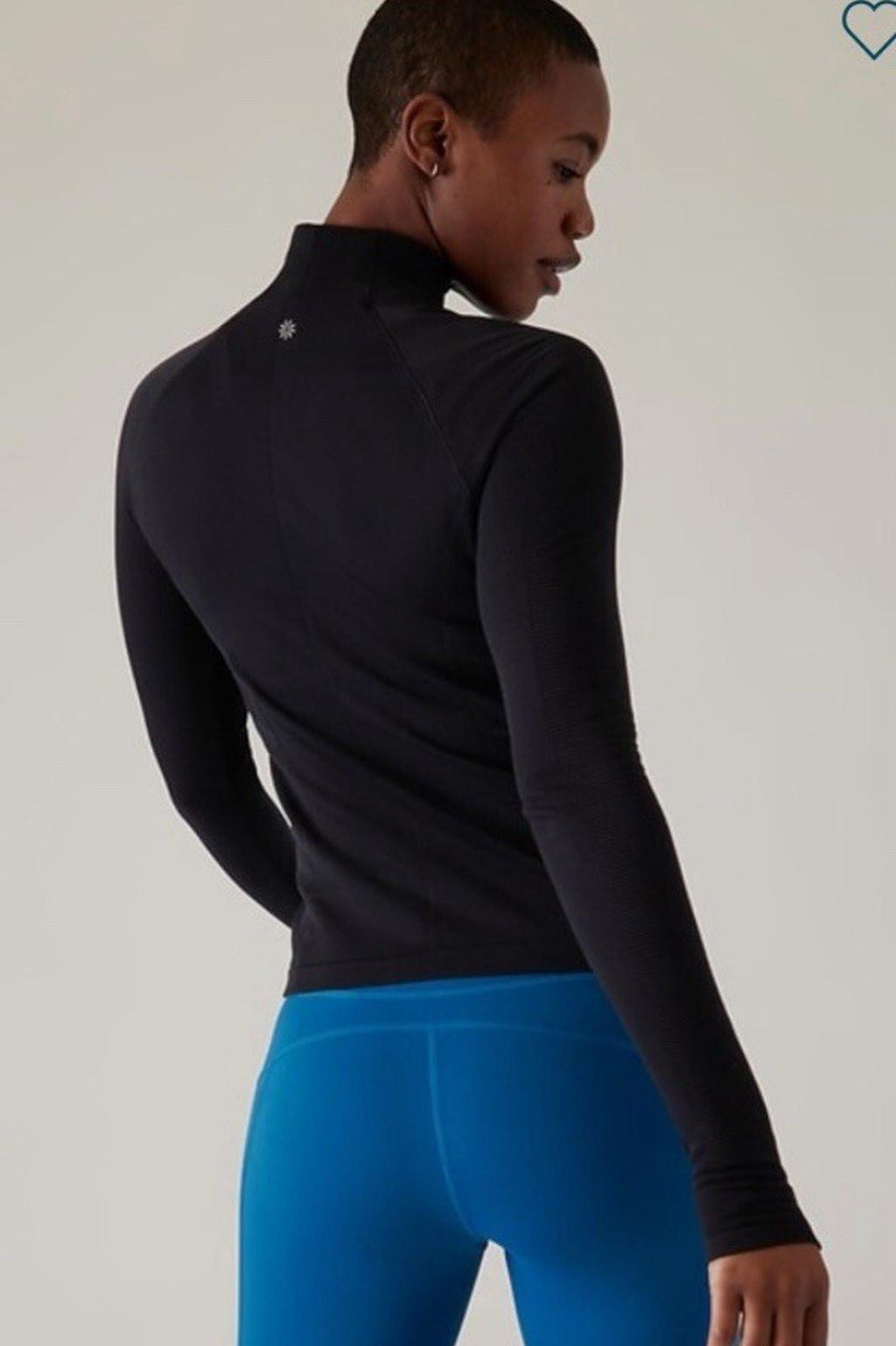 NWT Athleta Flurry 1/2 Half Zip Mock Neck Long Sleeve XXS Black