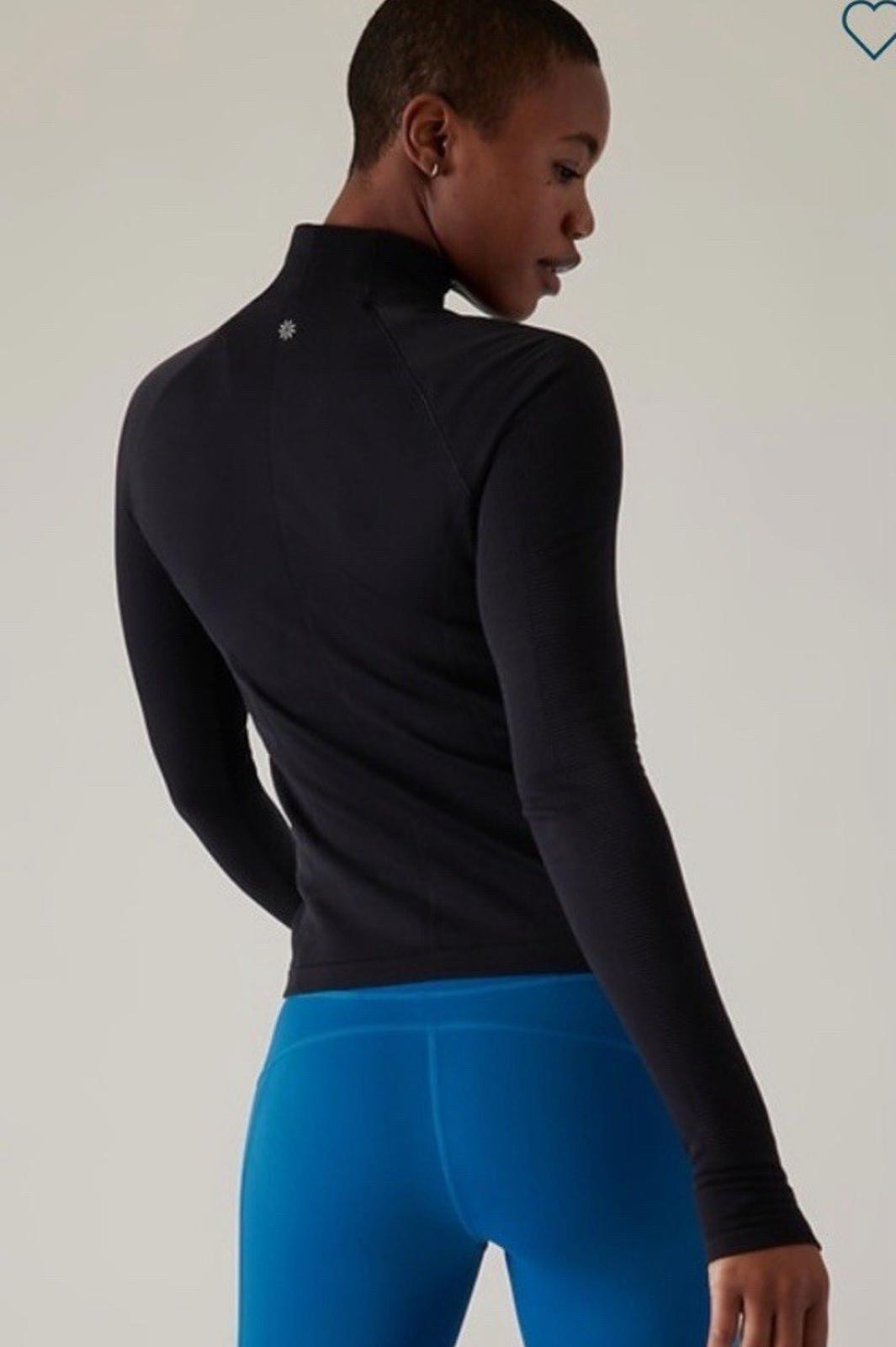 NWT Athleta Flurry 1/2 Half Zip Mock Neck Long Sleeve XXS Black