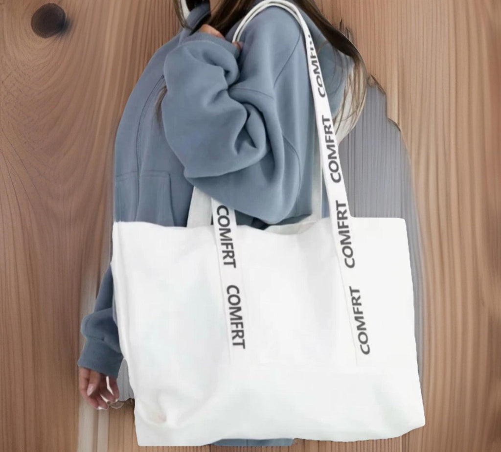New Comfrt Collection Logo Canvas Cloud White Tote Bag New In Pkg