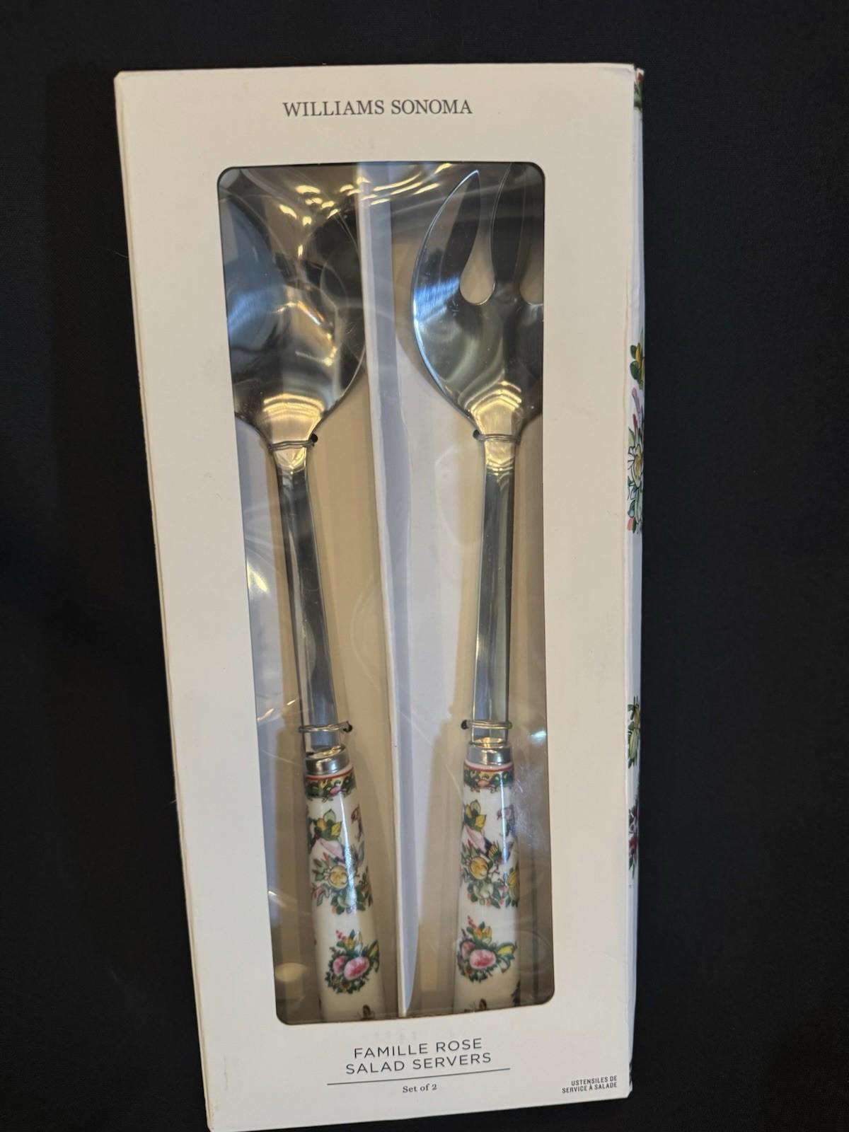 WILLIAMS SONOMA NWT S/2 Famille Rose SALAD SERVERS NIB