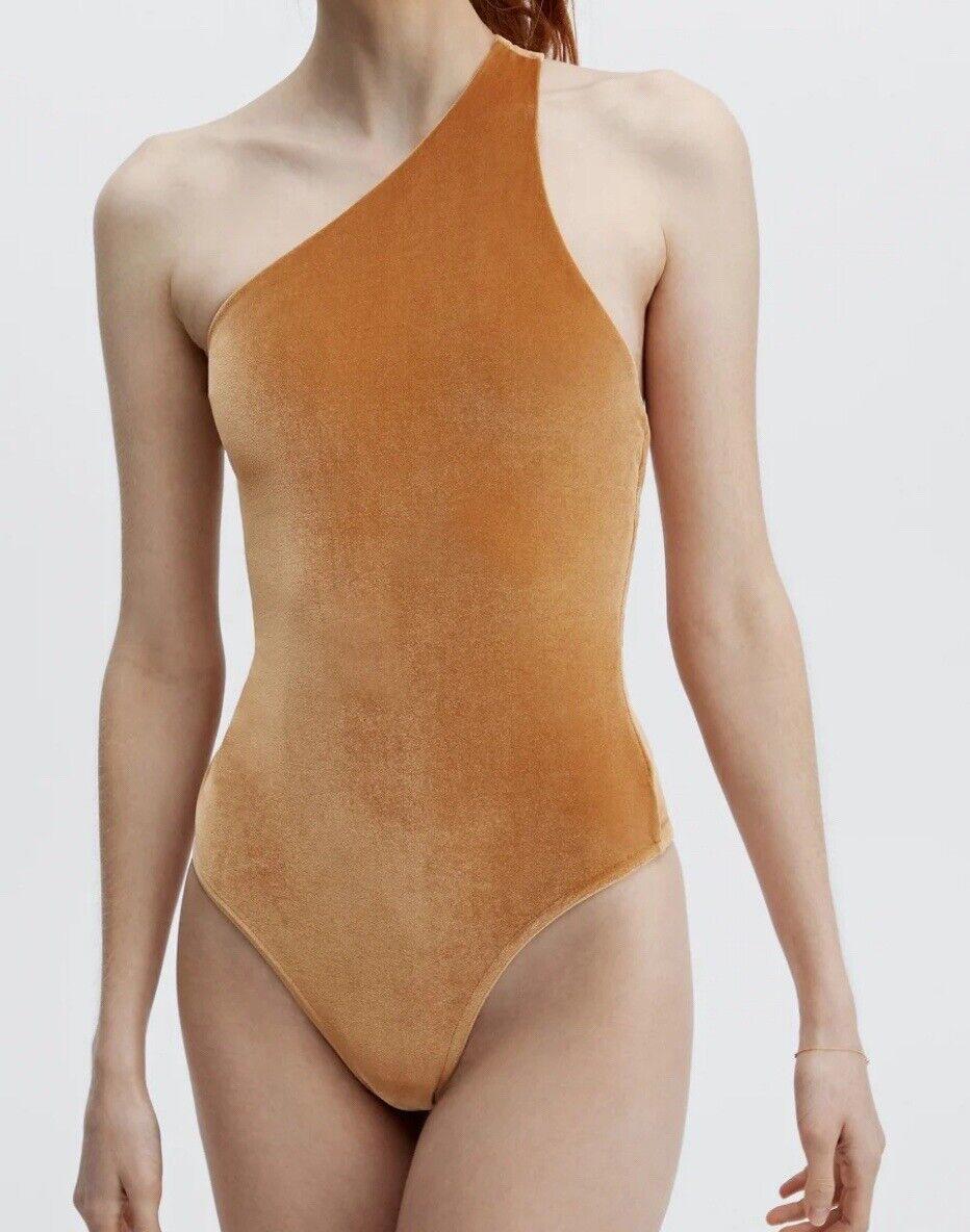 NWT Fabletics Gigi Velour Bodysuit Light honey Size XL Retail $69.95