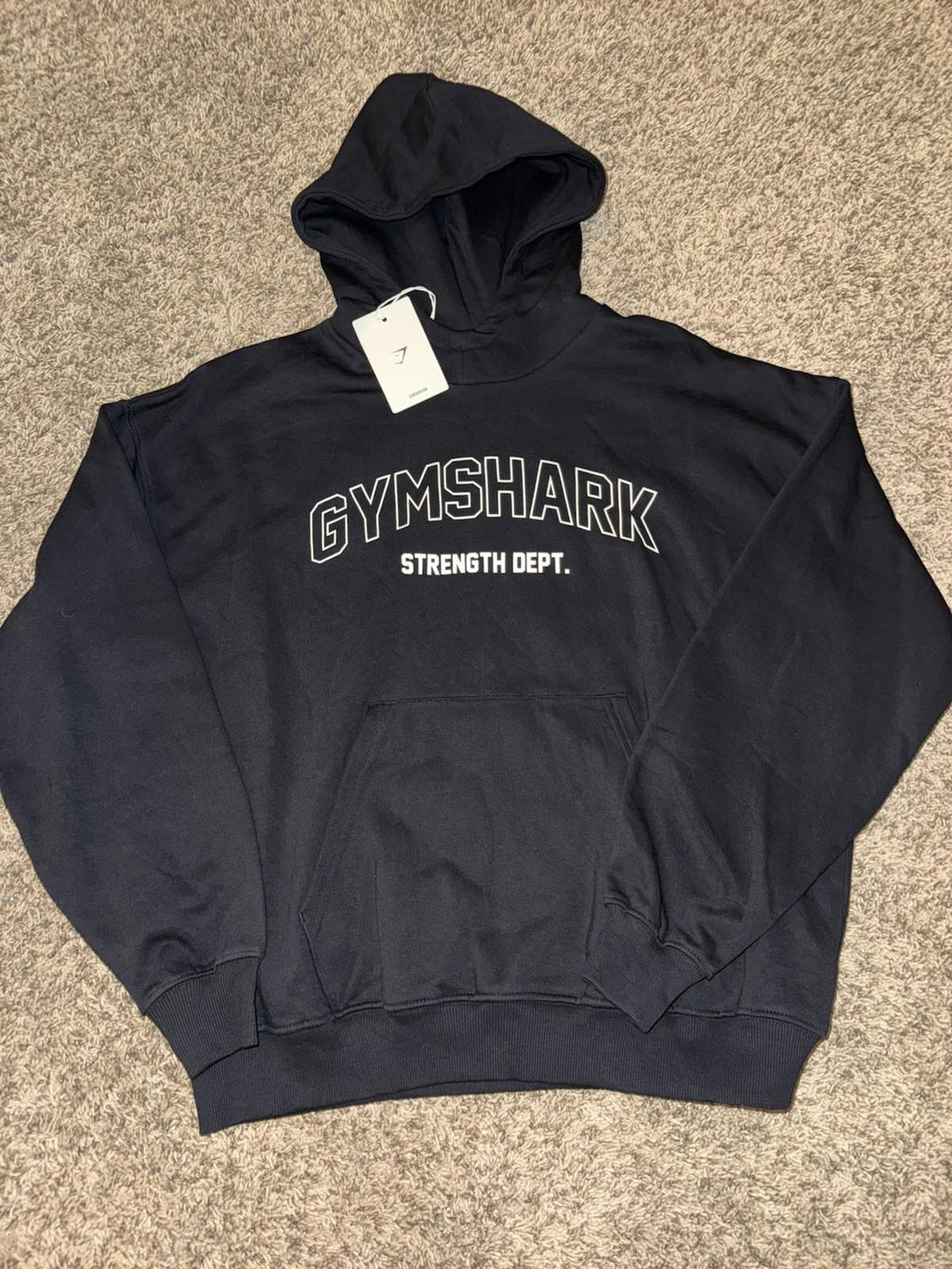 G308 GYMSHARK Strength Department Graphic Oversized Hoodie Black Womens Size XS