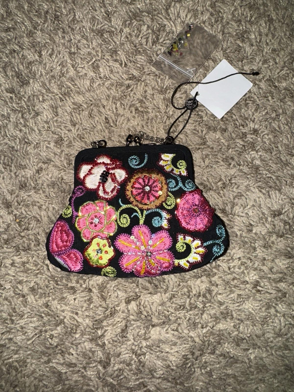 Vera Bradley 25th Anniversary Petite Purse Bag Embroidered Beaded And Kiss Lock