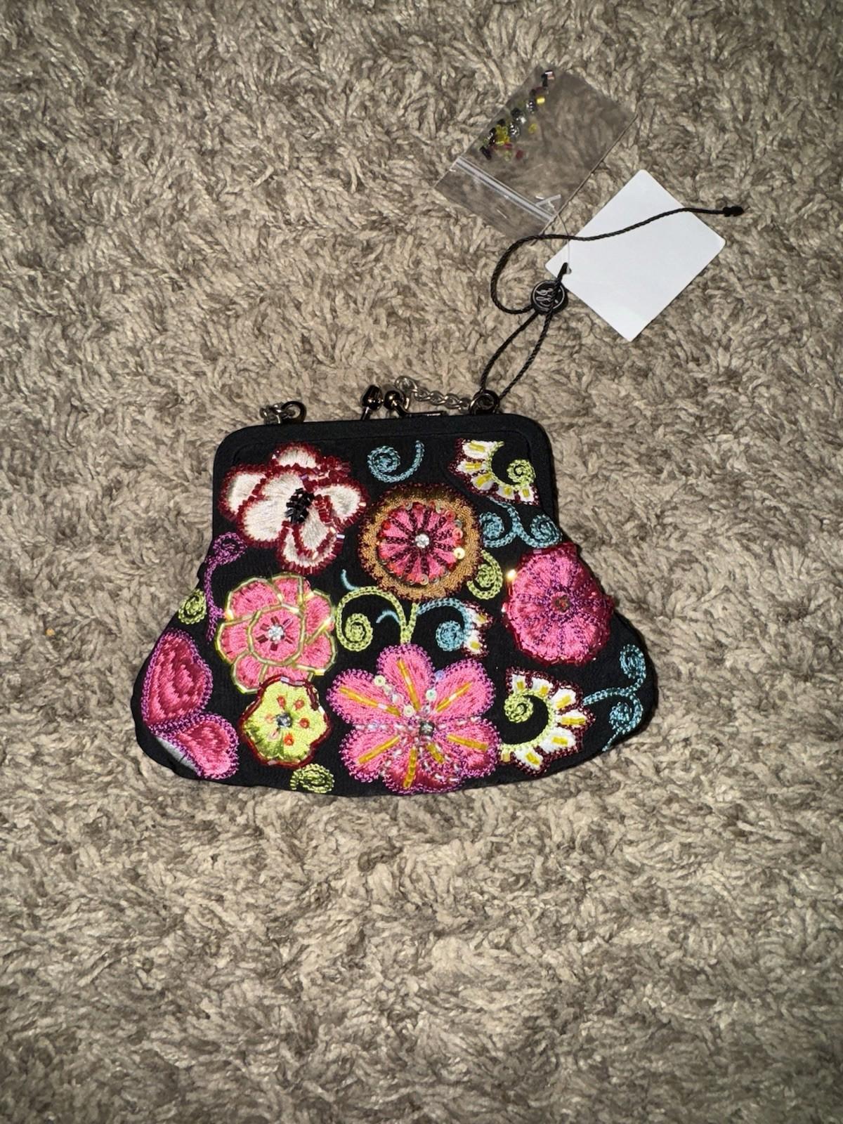Vera Bradley 25th Anniversary Petite Purse Bag Embroidered Beaded And Kiss Lock