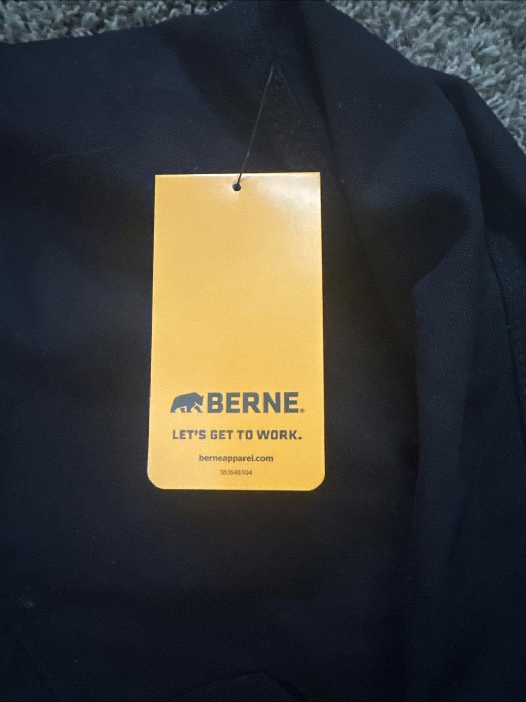 Men's Berne Black Hooded Active Jacket  - Black Size M  HEAVY WORK COAT NEW