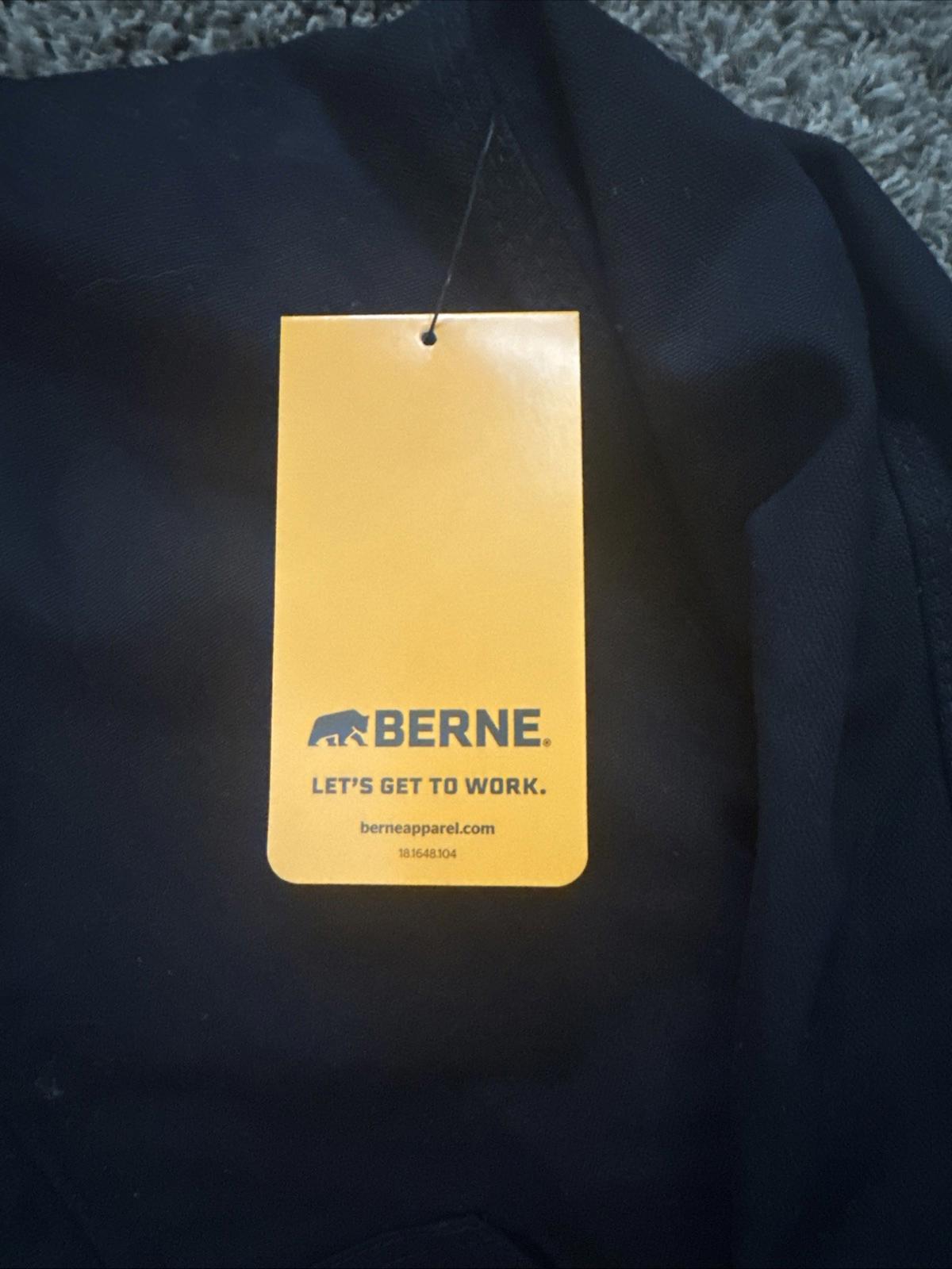 Men's Berne Black Hooded Active Jacket  - Black Size M  HEAVY WORK COAT NEW