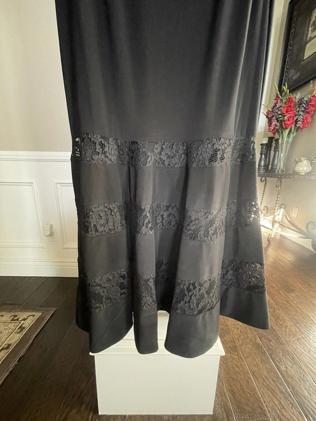 RALPH LAUREN Women Black Cap Sleeve Maxi Mermaid Dress sz 10