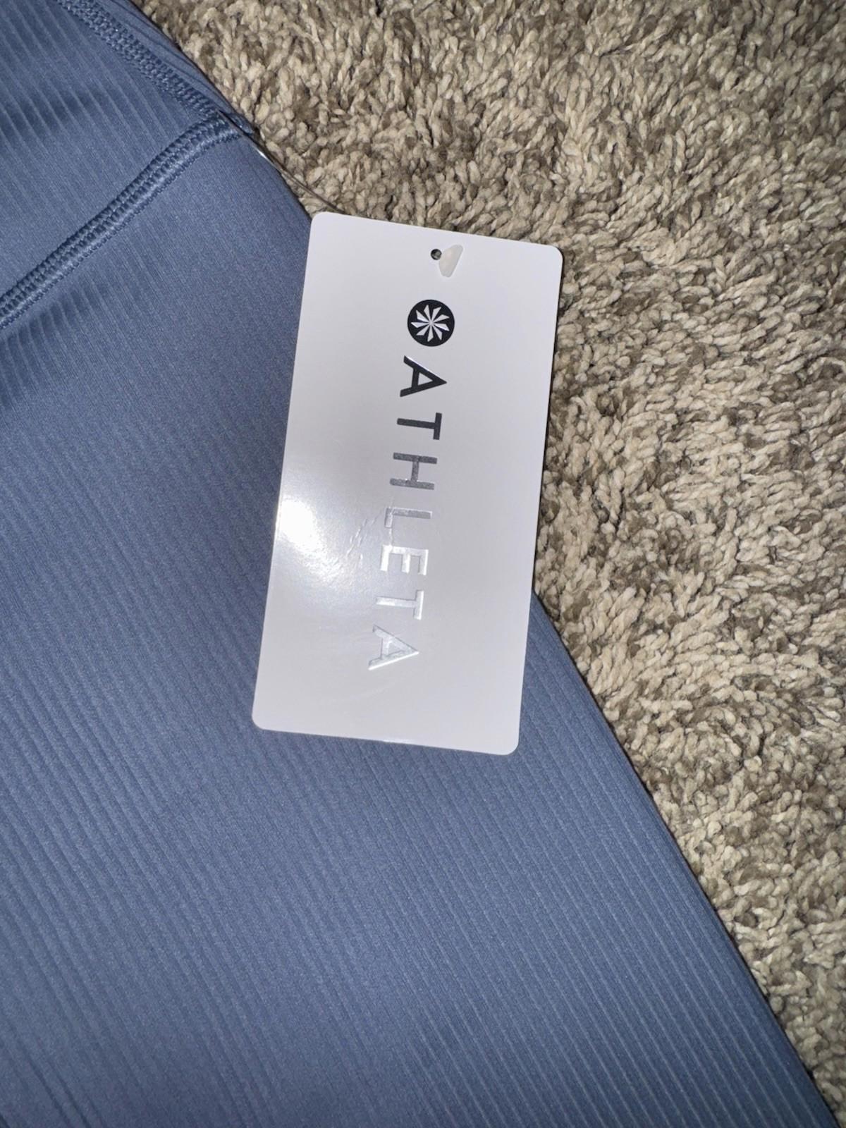 NEW! Athleta Elation Rib Tight Yoga Legging Shadow Blue High Rise Small