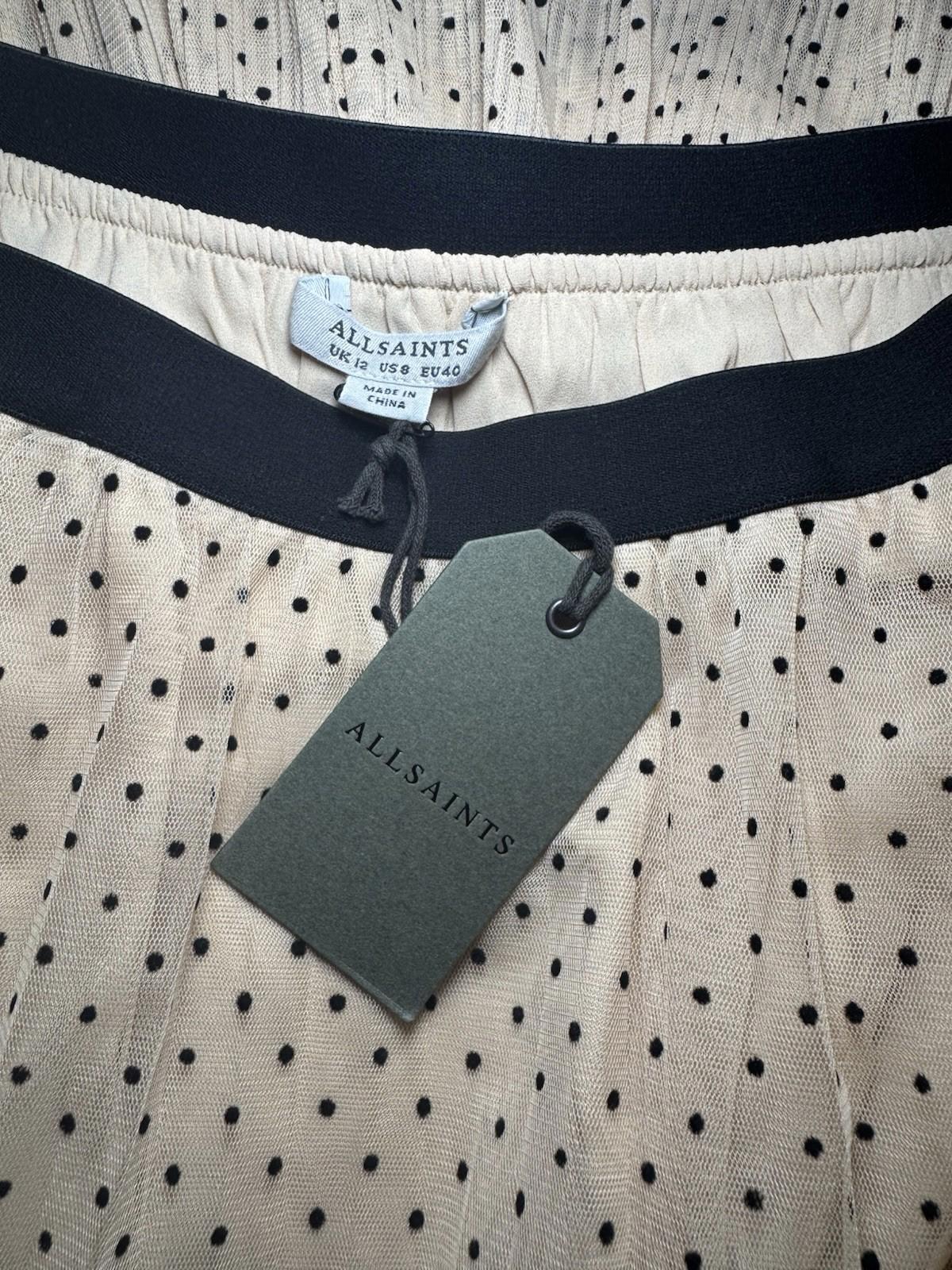 NEW AllSaints Aubrey Dot Skirt Size 8 NWT MSRP $229
