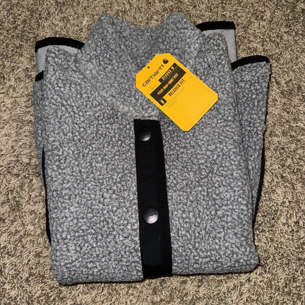 Carhartt Women Relaxed Fleece Snap Front Vest Grey MED