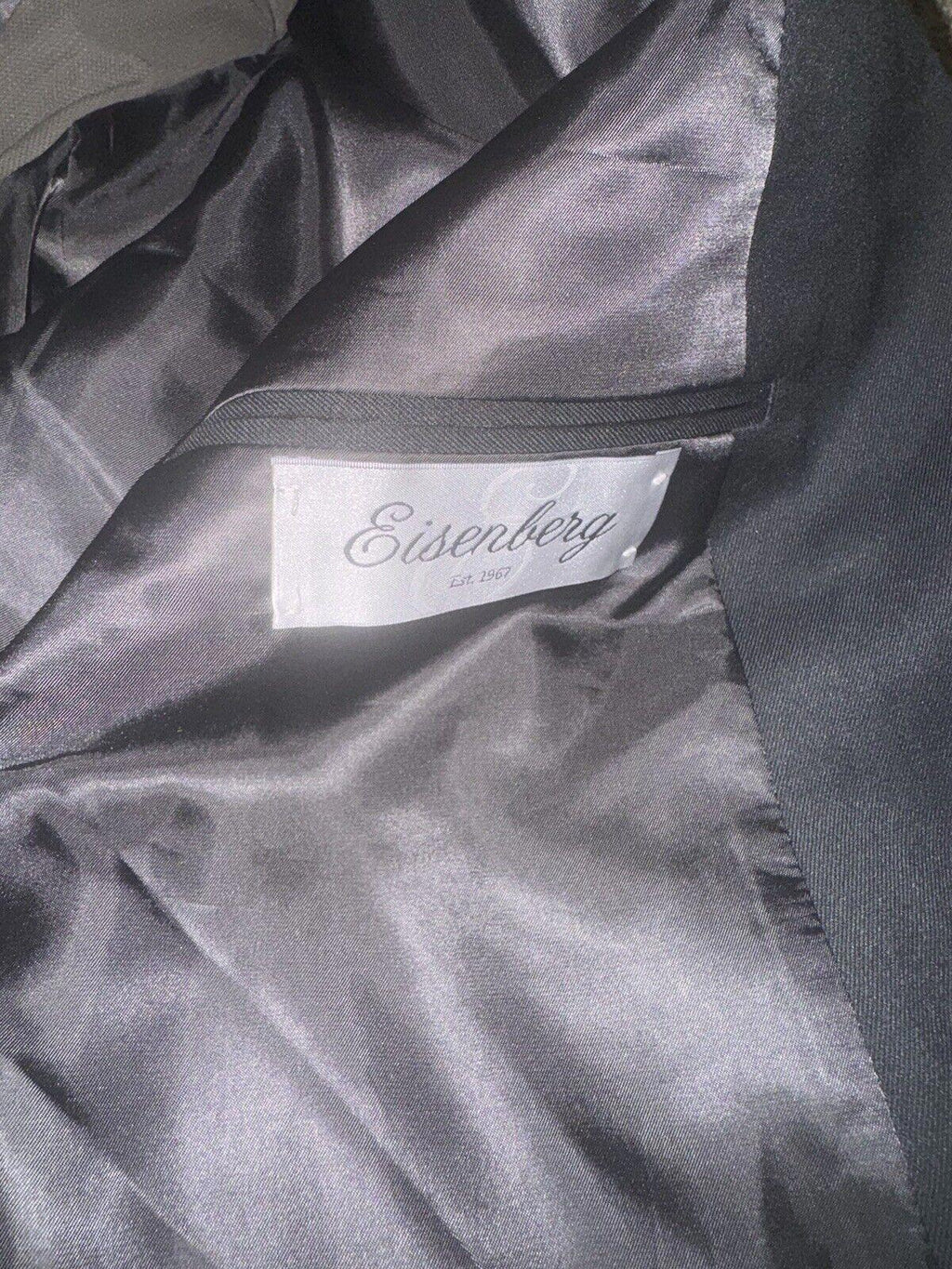 EISENBERG Sport Coat Two Button Jacket 56 Black Suit Coat