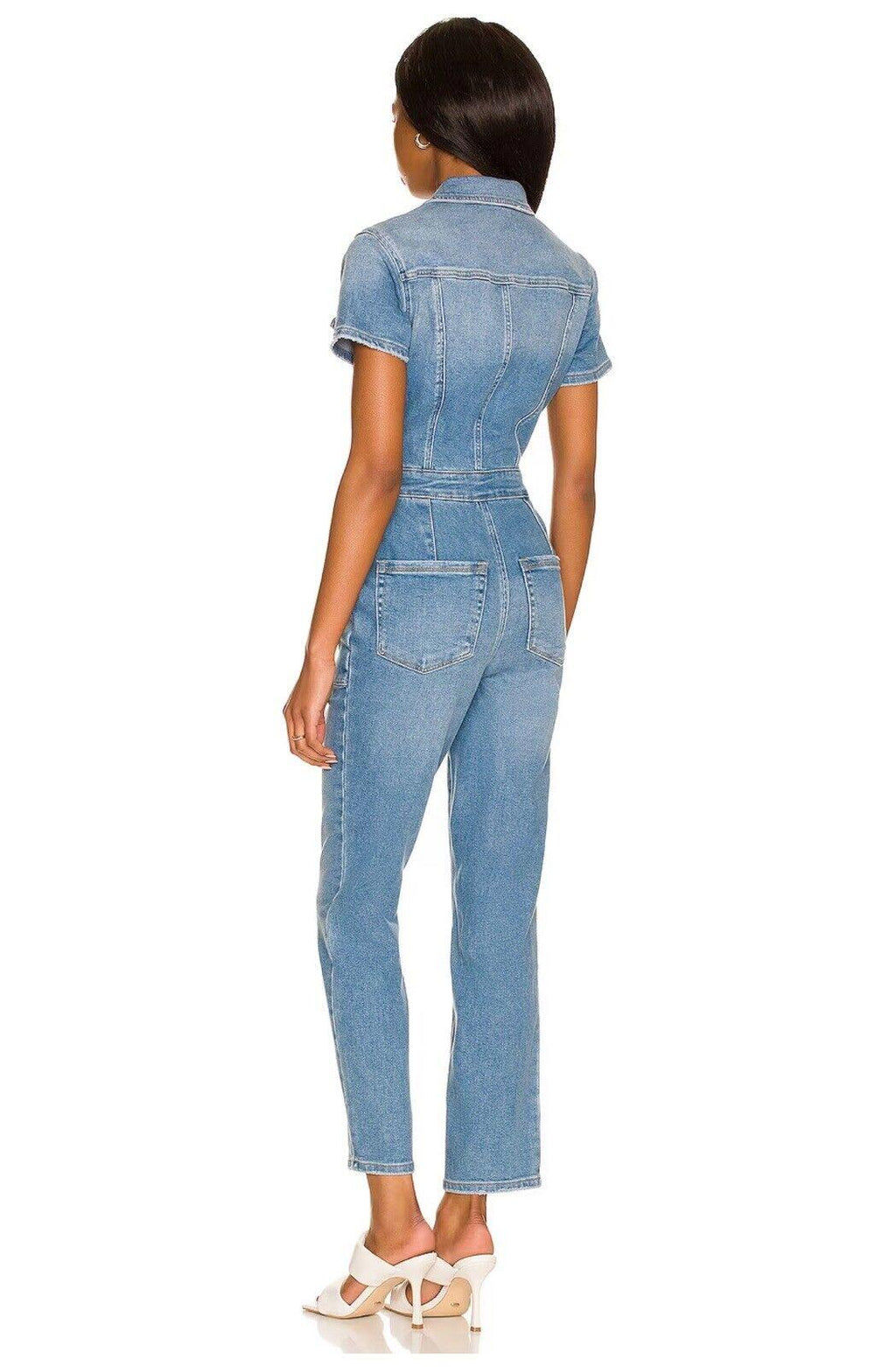 Good American Women's Denim Zipper Jumpsuit Size 5/2XL NWT