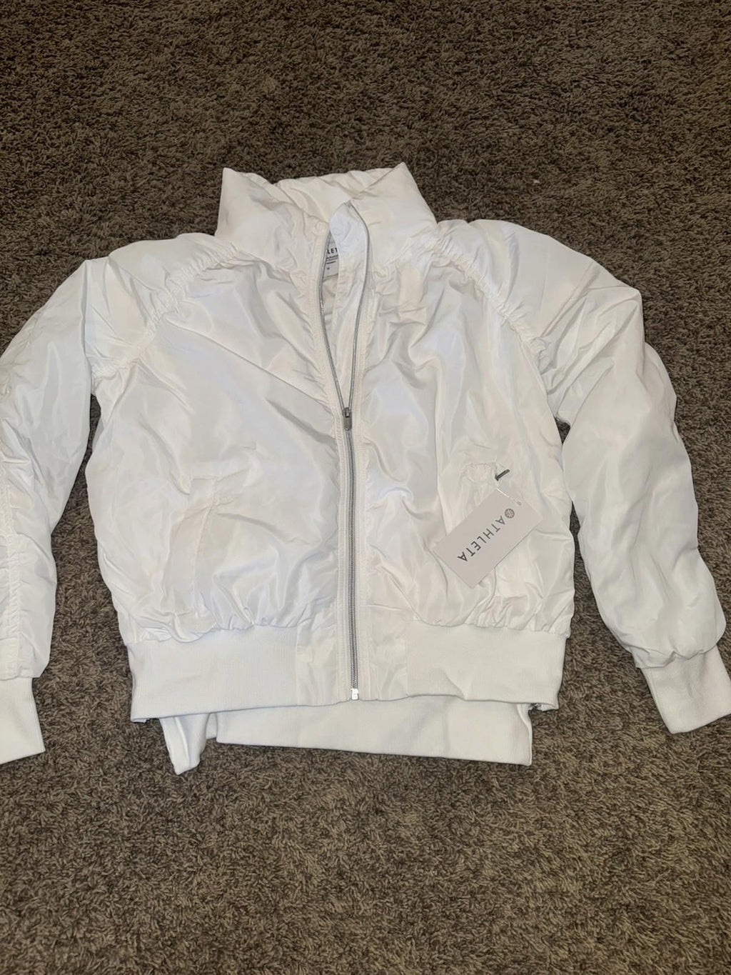 NEW! ATHLETA Jetset Bomber Jacket Women's Size M White MSRP $159