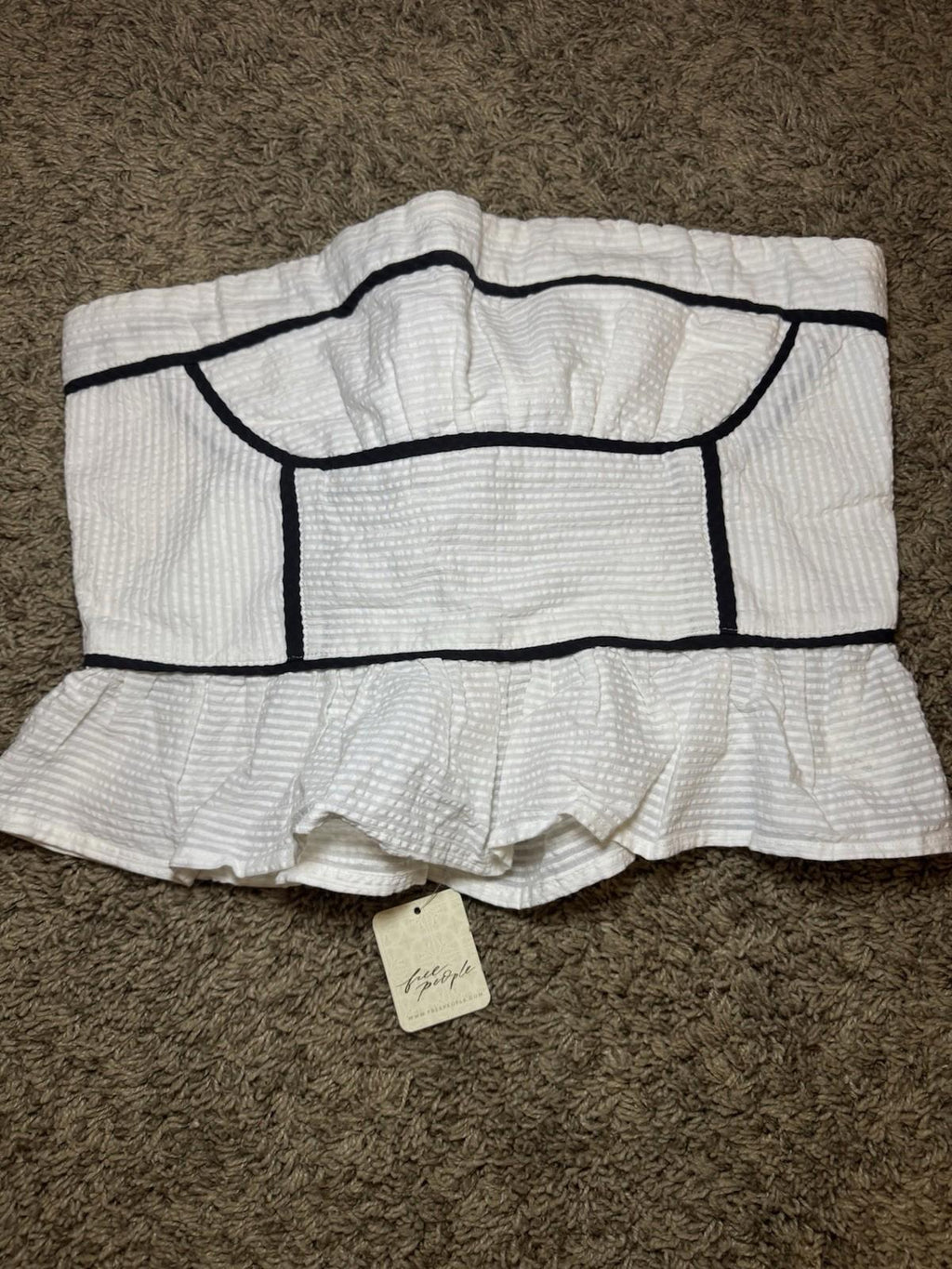 NWT Free People Tara Tube Top | Medium | White + Black