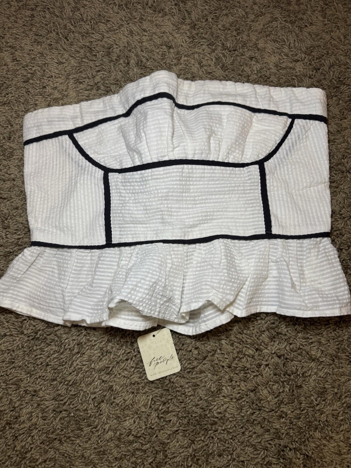 NWT Free People Tara Tube Top | Medium | White + Black