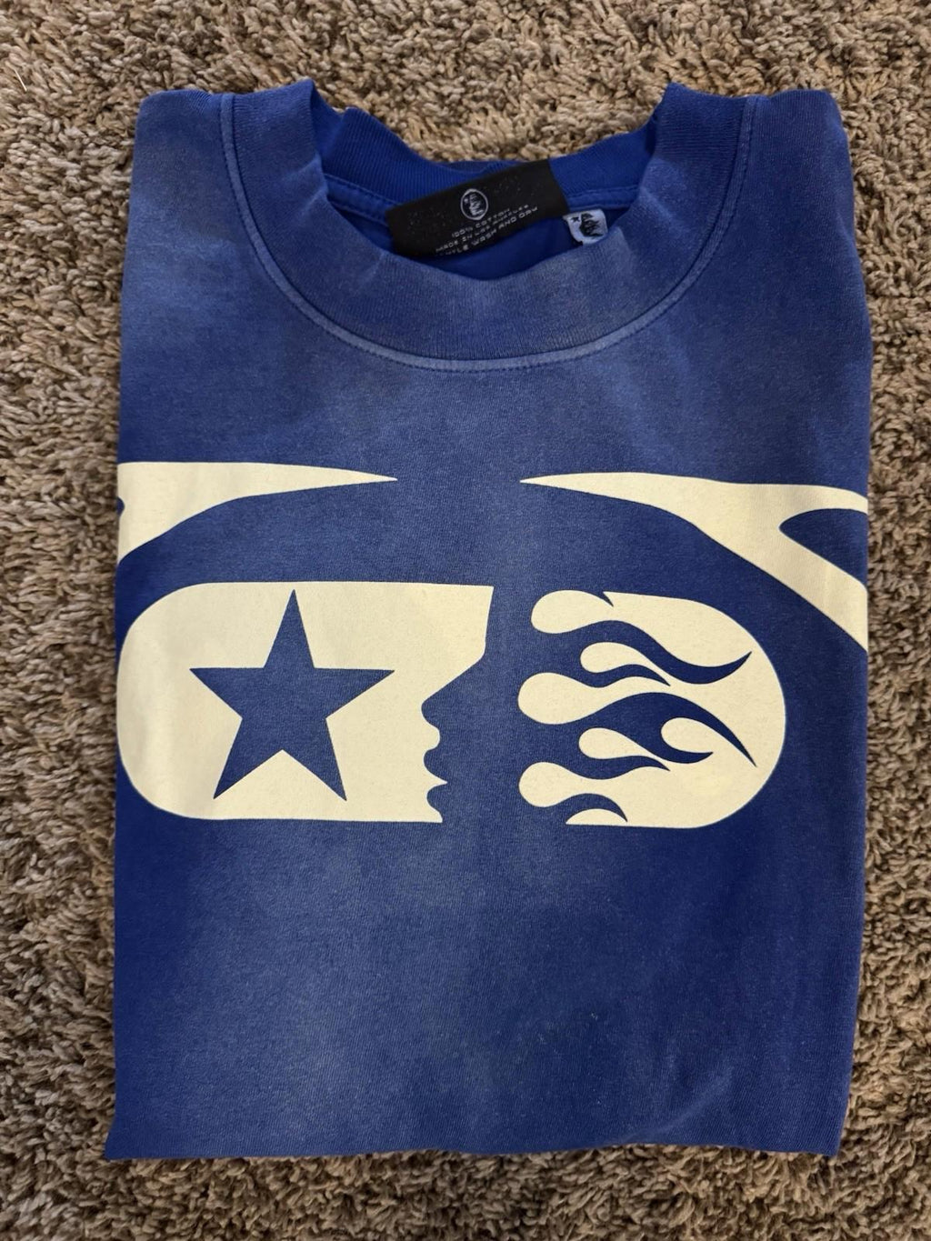 NEW Hellstar  Blue warm up T-Shirt SIZE Medium