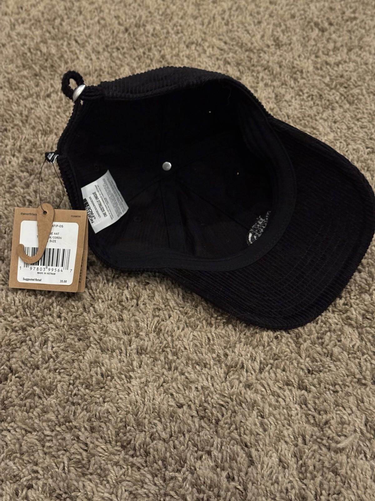 NEW! The North Face Black Corduroy Snapback Hat Embroidered Logo NWT