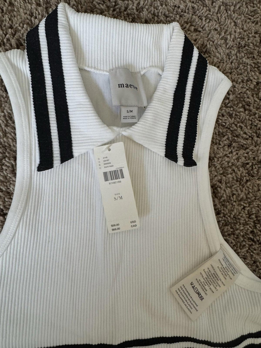 NEW! Maeve Anthropologie Ribbed Polo Tank Top SM NWT SOLD OUT ONLINE MSRP $58