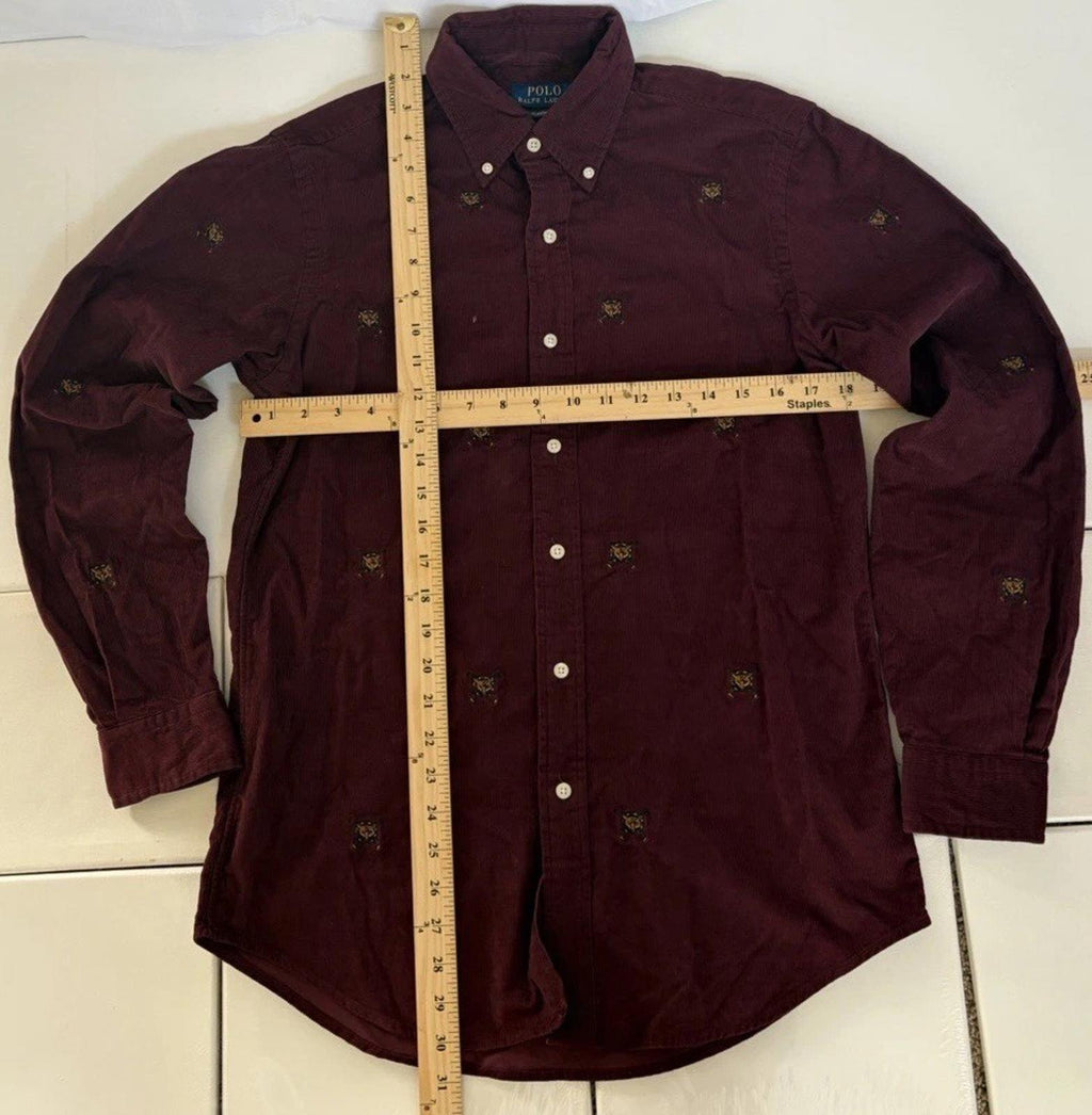 NWOT POLO RALPH LAUREN Classic Fit Embroidered Corduroy Shirt W/ Fox Head Small