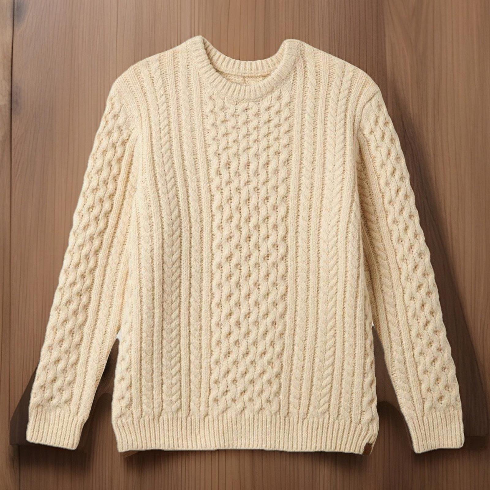 NEW Brixton Classic Fisherman Cable Knit Sweater in oatmeal color Size L