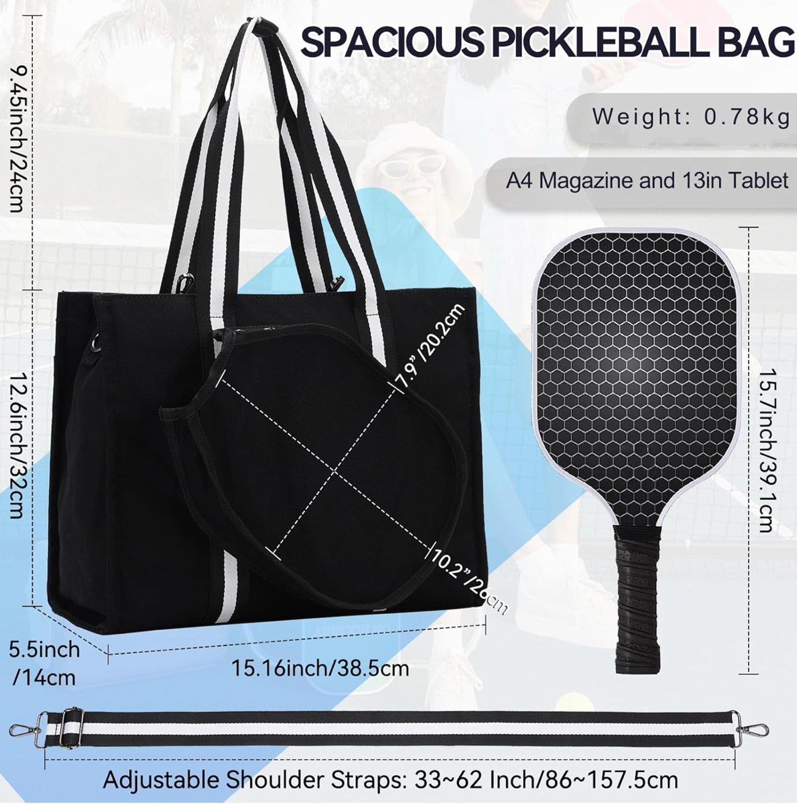 NEW Vaschy Pickleball Tote Bag Duffel BLACK Canvas WHITE trim Sold Out Online!