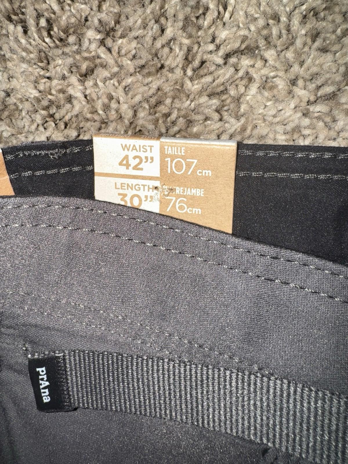 Prana Stretch Zion Pant II Standard Fit Straight Leg Gray Men’s 42x30 NEW
