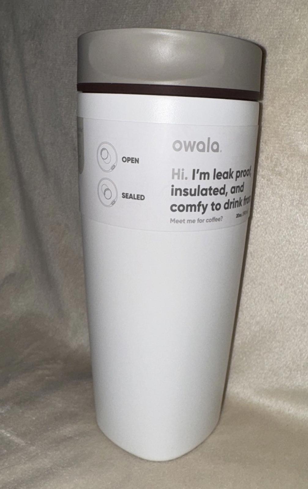 NEW Owala SmoothSip Slider Insulated Stainless Steel White Coffee Tumbler 20 oz