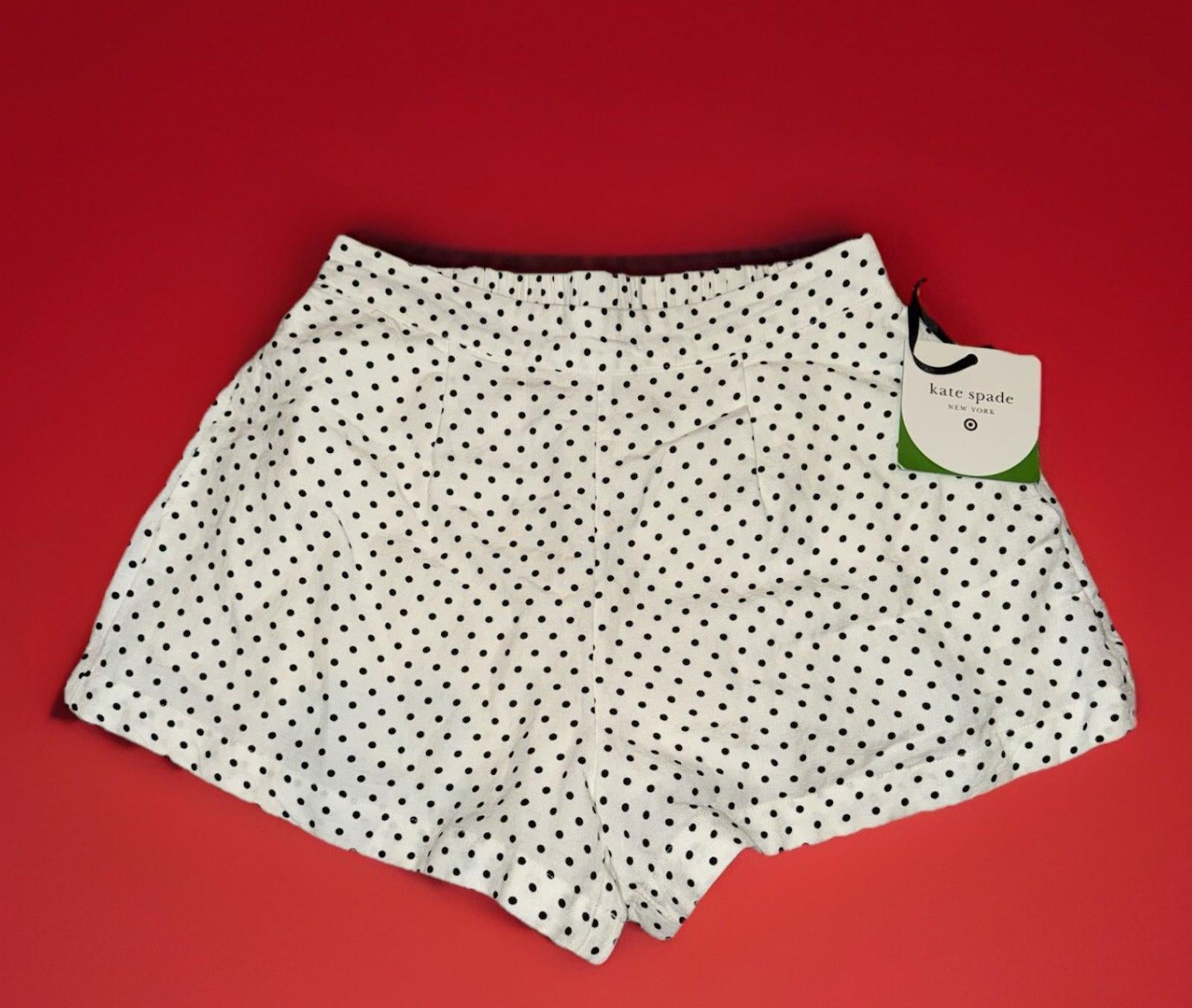 NEW! Women's Mini Polka Dot Linen Flared High Rise Shorts - kate spade XS