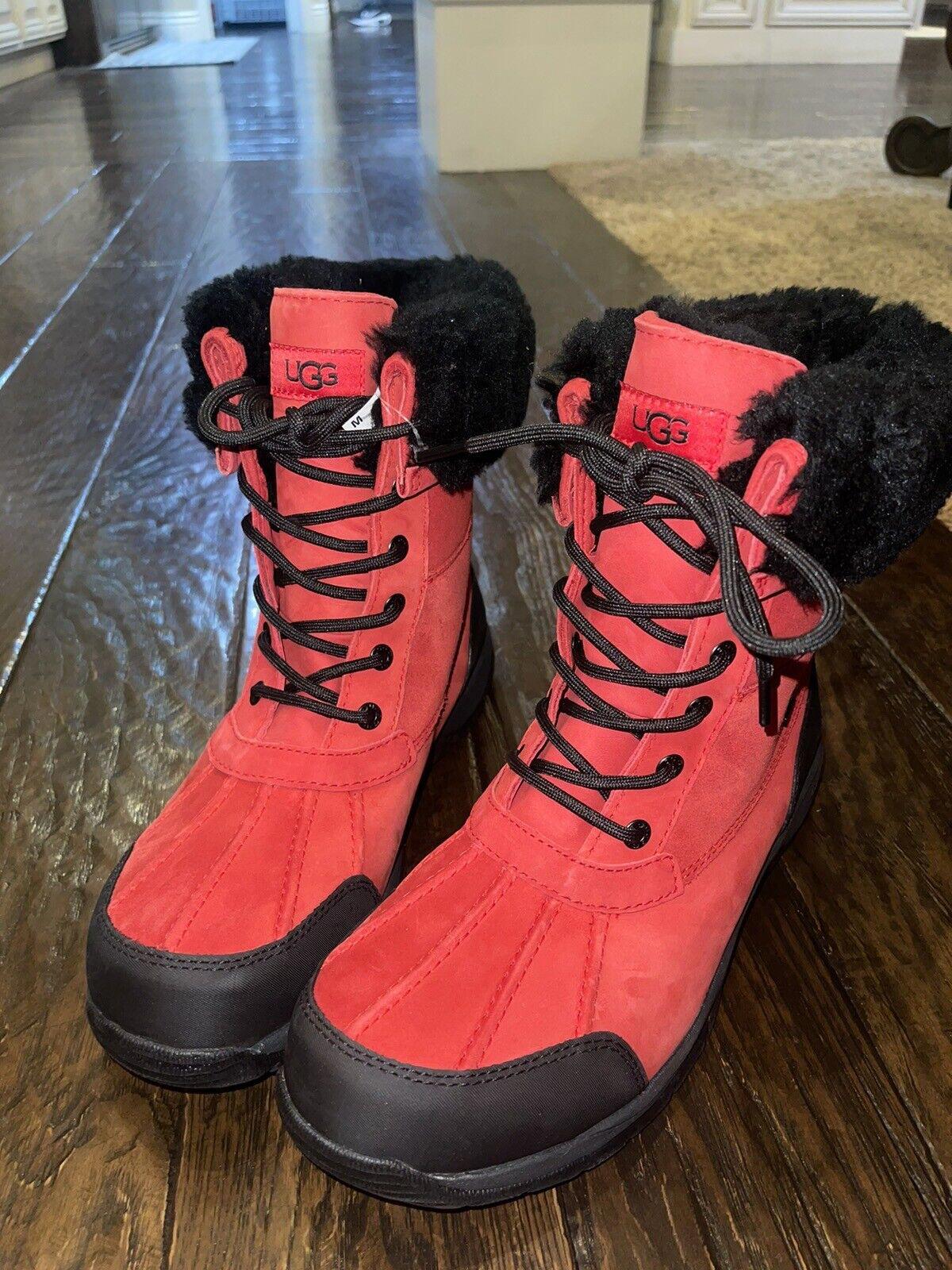 UGG Men's Butte Snow Boots Waterproof Red Leather Black SZ 9