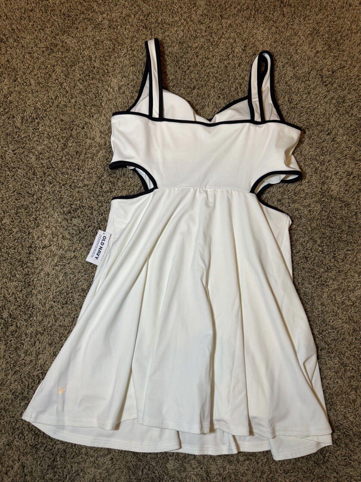 Old Navy PowerSoft Shelf Bra Support Dress White Size L