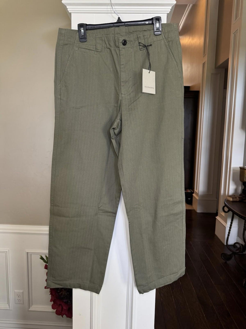NEW Men’s Allsaints Warden Wide Leg Trousers. 32 Faded khaki NWT MSRP $199