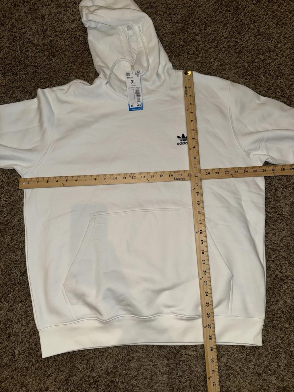 NEW adidas men Trefoil Essentials Hoodie Size XL White - NWT