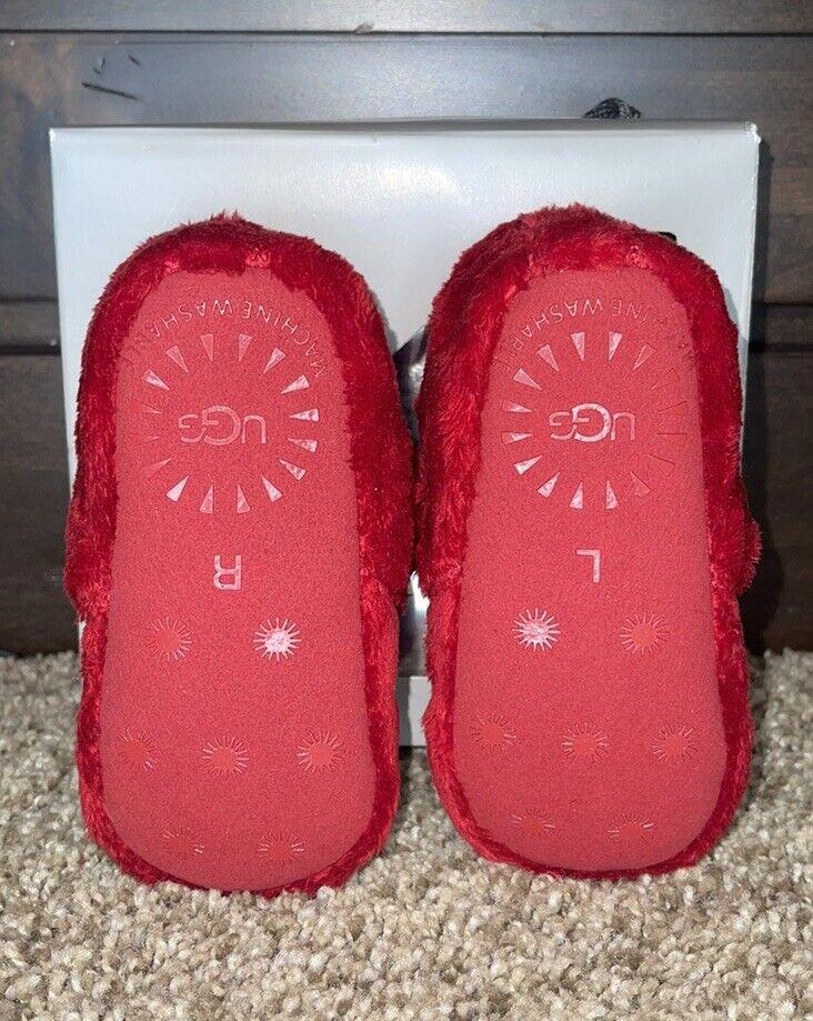 NEW! UGG Baby Faux Fur Bixbee Bootie Size 4/5 Red NIB