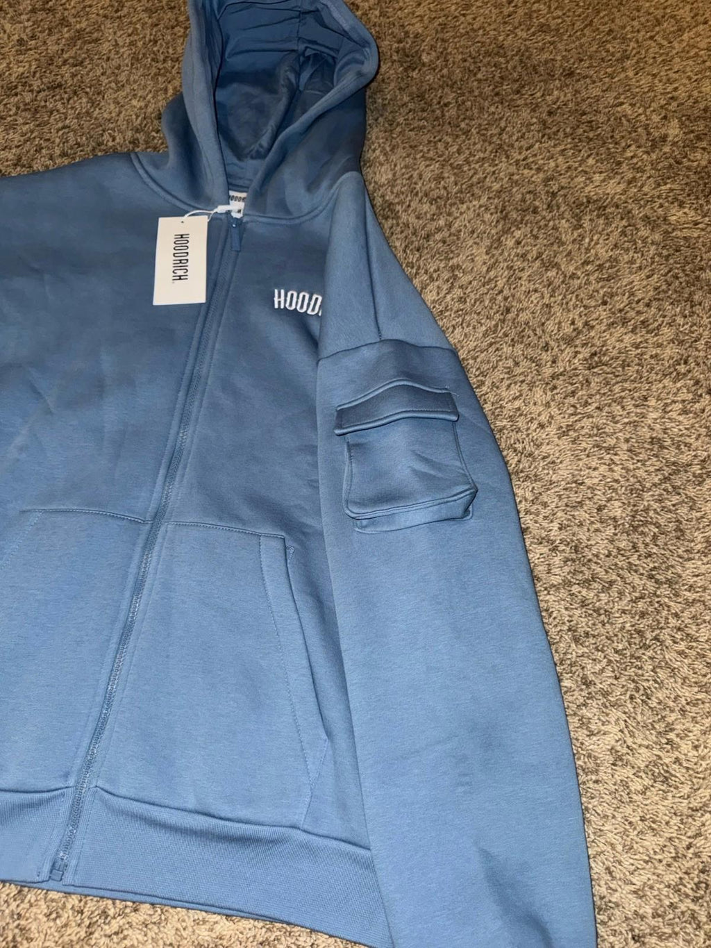 Hoodrich Hoodie Men's Size Large Powder Blue From Nothing To Something Pullover