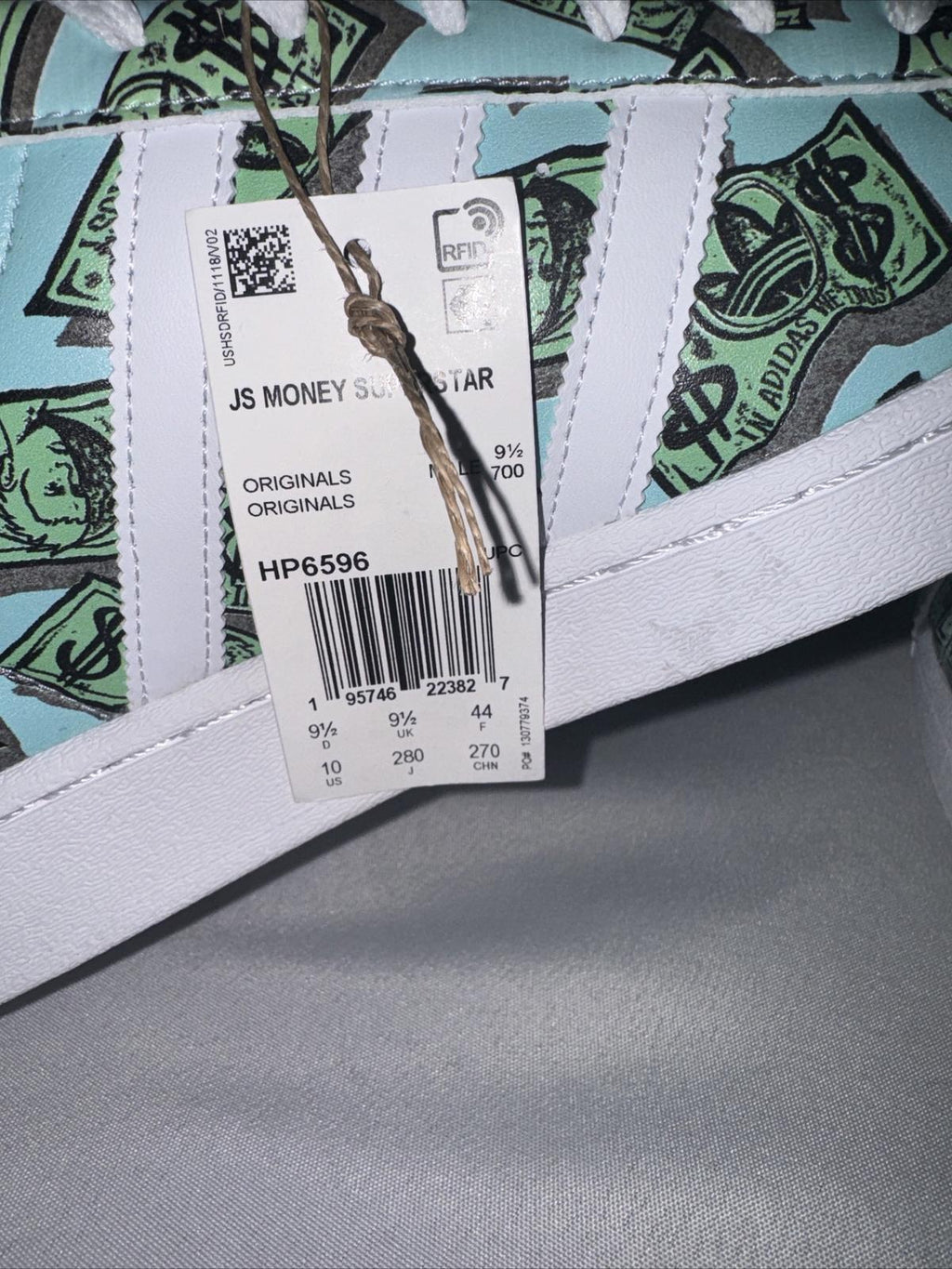 Adidas Jeremy Scott Superstar Money Print Shoe's Green Men's size 10.5, 11