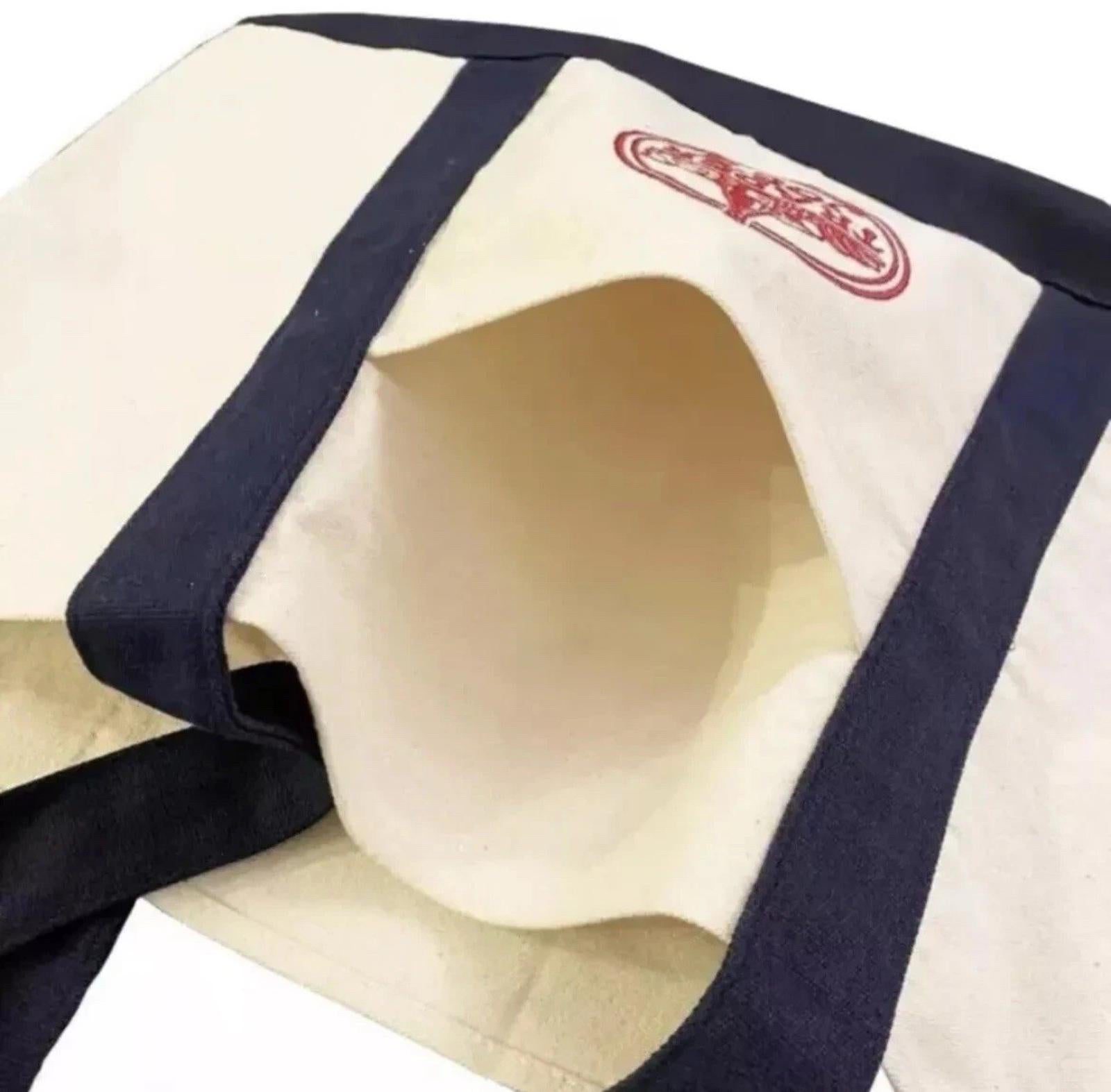 NEW LOT of 6 Trader Joe's Canvas Grocery Reusable Tote Bag Navy cream Large NIH