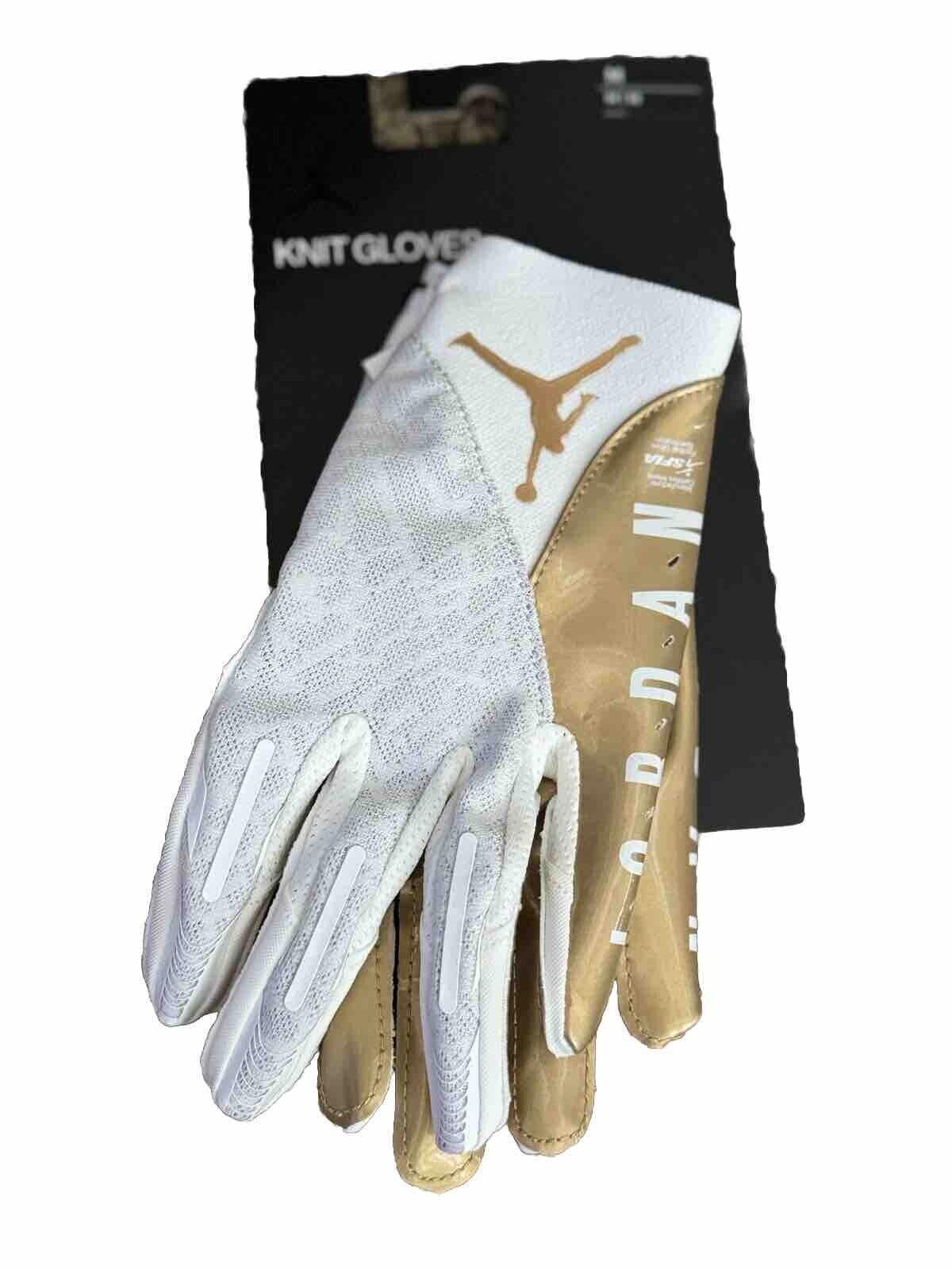 Nike Jordan Vapor Knit 4.0 Football Gloves White Gold sz MED
