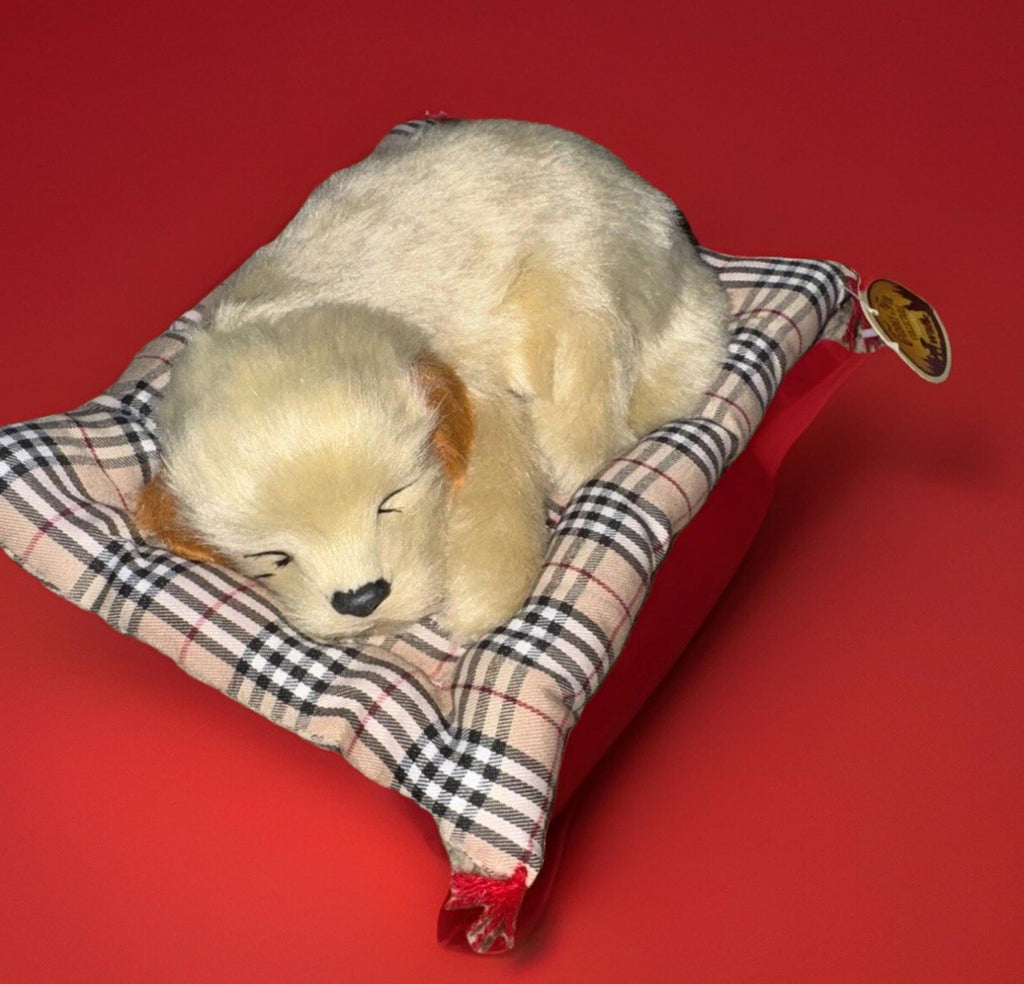 NEW! Fur SLEEPING PUPPY On A Blanket WILCOR CUDDLY FUR COLLECTIBLE