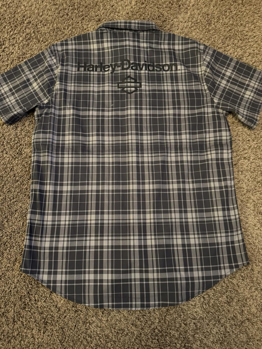 HARLEY DAVIDSON H-D TECH Coolmax Plaid Short Sleeve Shirt - Ghost Gray & Asphalt