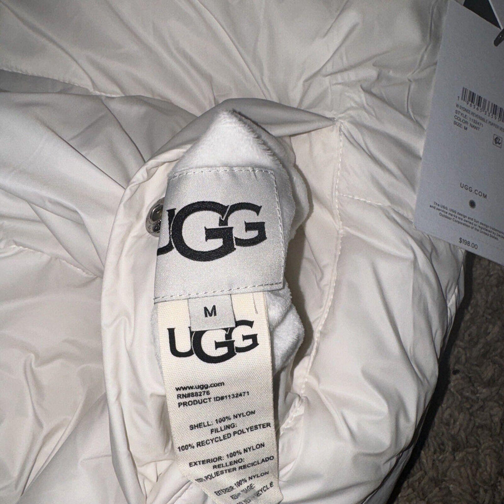 UGG Womens Sydnee Reversible Puffer Vest White/Cream Size-L