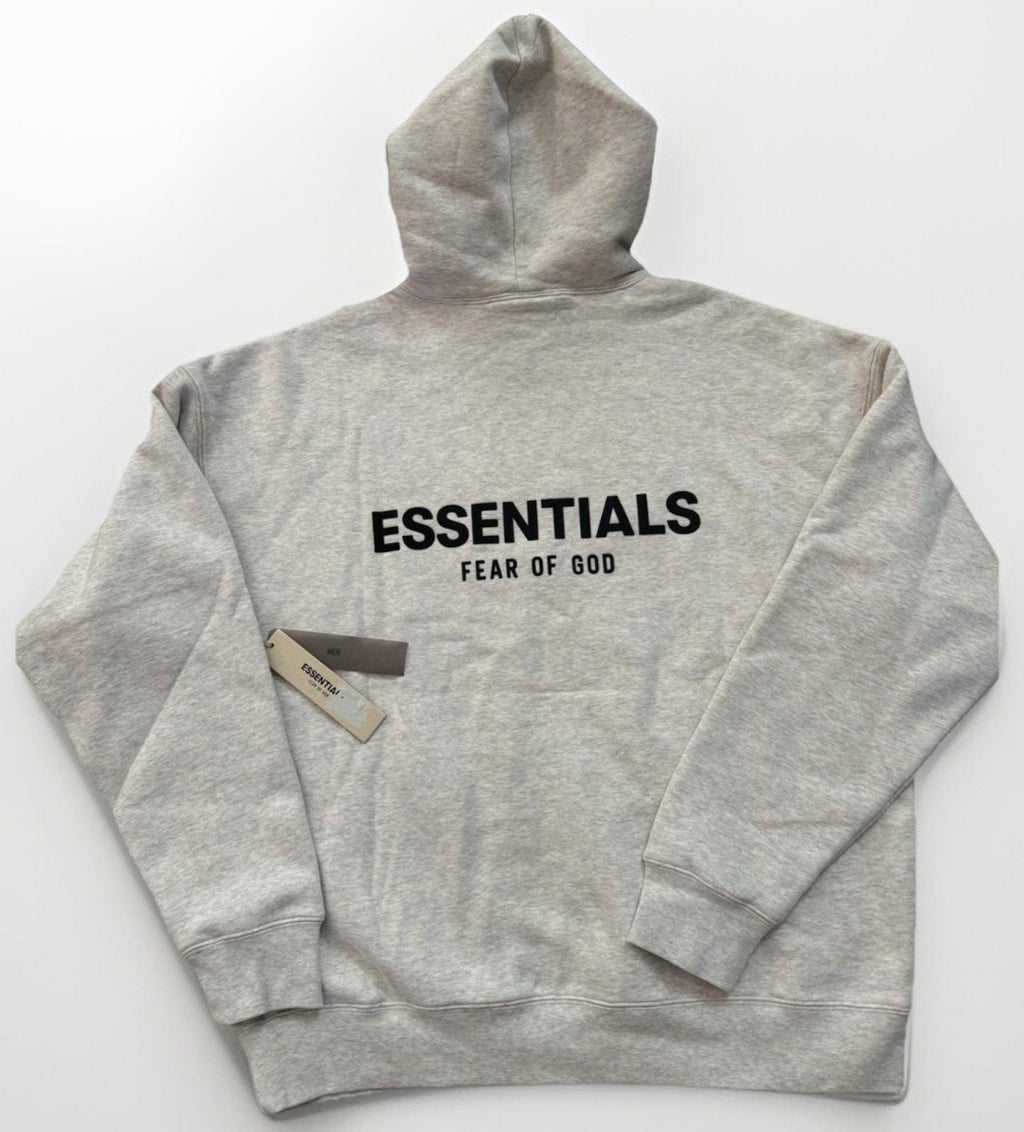 New Essentials Fear Of God 2 Sided Logo Pullover Hoodie Light Oatmeal Size Med