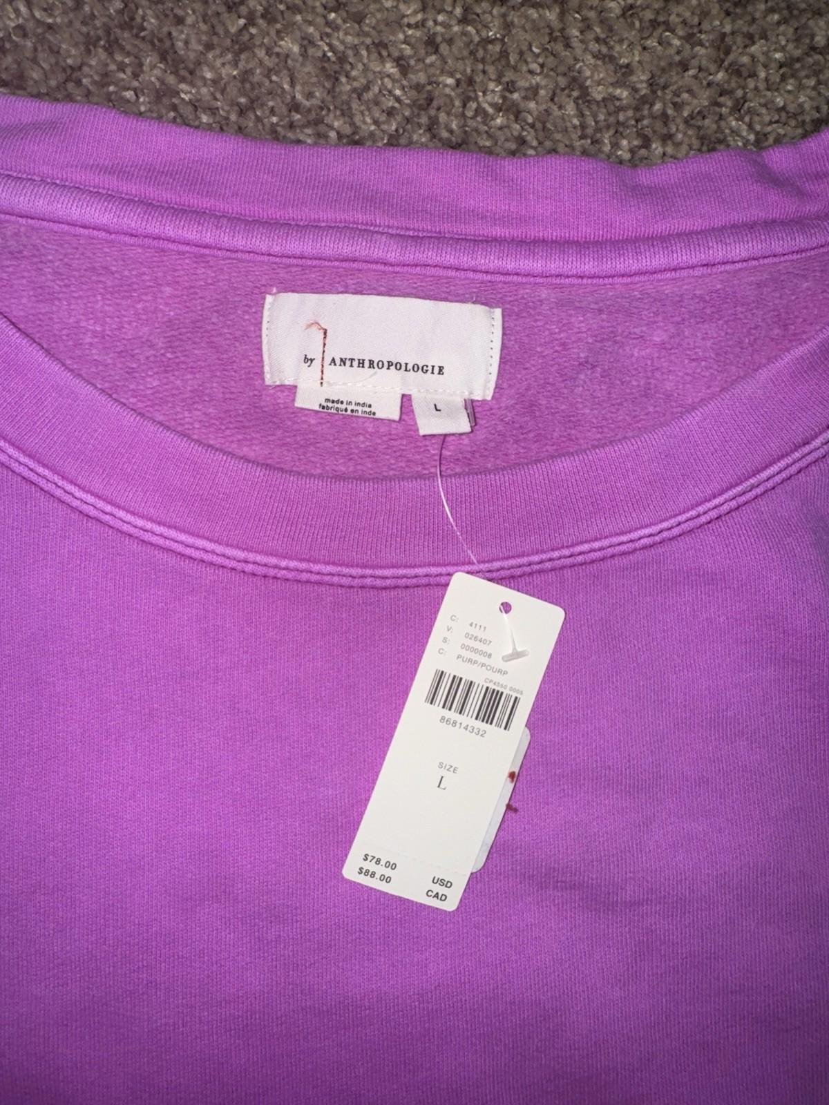 By Anthropologie Women's Size LG Boxy Cropped Sweatshirt Purple NEW