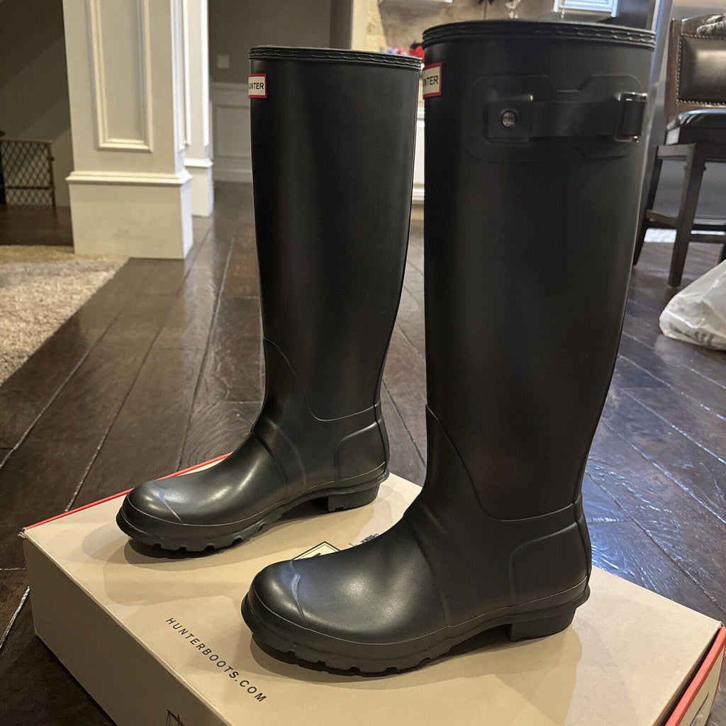 HUNTER Original Tall Waterproof Nebula Rain Boot in Black Size 9 NIB