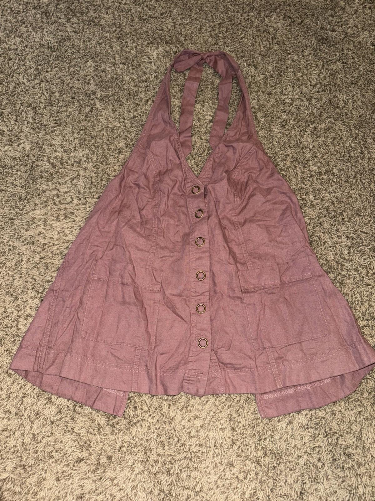 New Free People Scout Linen Halter Top Size S SOLD OUT ONLINE! $98 MSRP