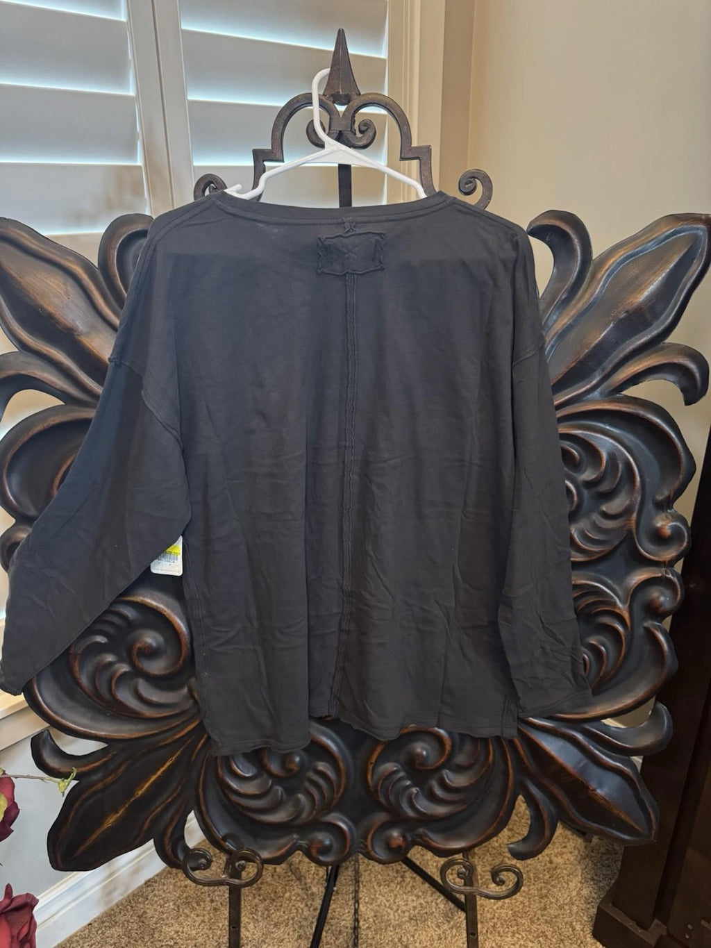 We The Free Womens MED Washed Black Free People Be My Baby Long Sleeve Tee NEW